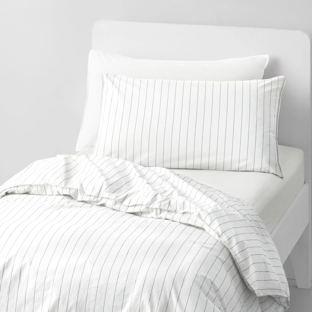 Sheridan Bayley Stripe Washed Percale Quilt Cover Set - White Queen Size, Soft & Breathable Bedding for Comfortable Sleep - Perfect for Master Bedroom, Guest Room & Luxury Hotels