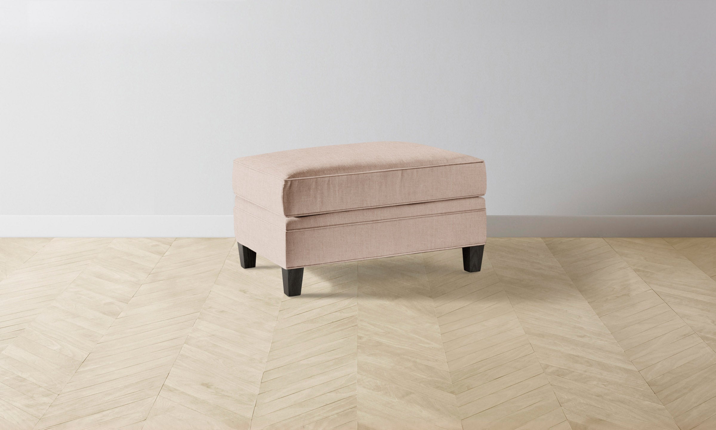 Carmine Ottoman with Heritage Belgian Linen Petal - Elegant Footstool for Living Room, Bedroom & Lounge Areas - Perfect for Relaxing, Reading & Home Decor