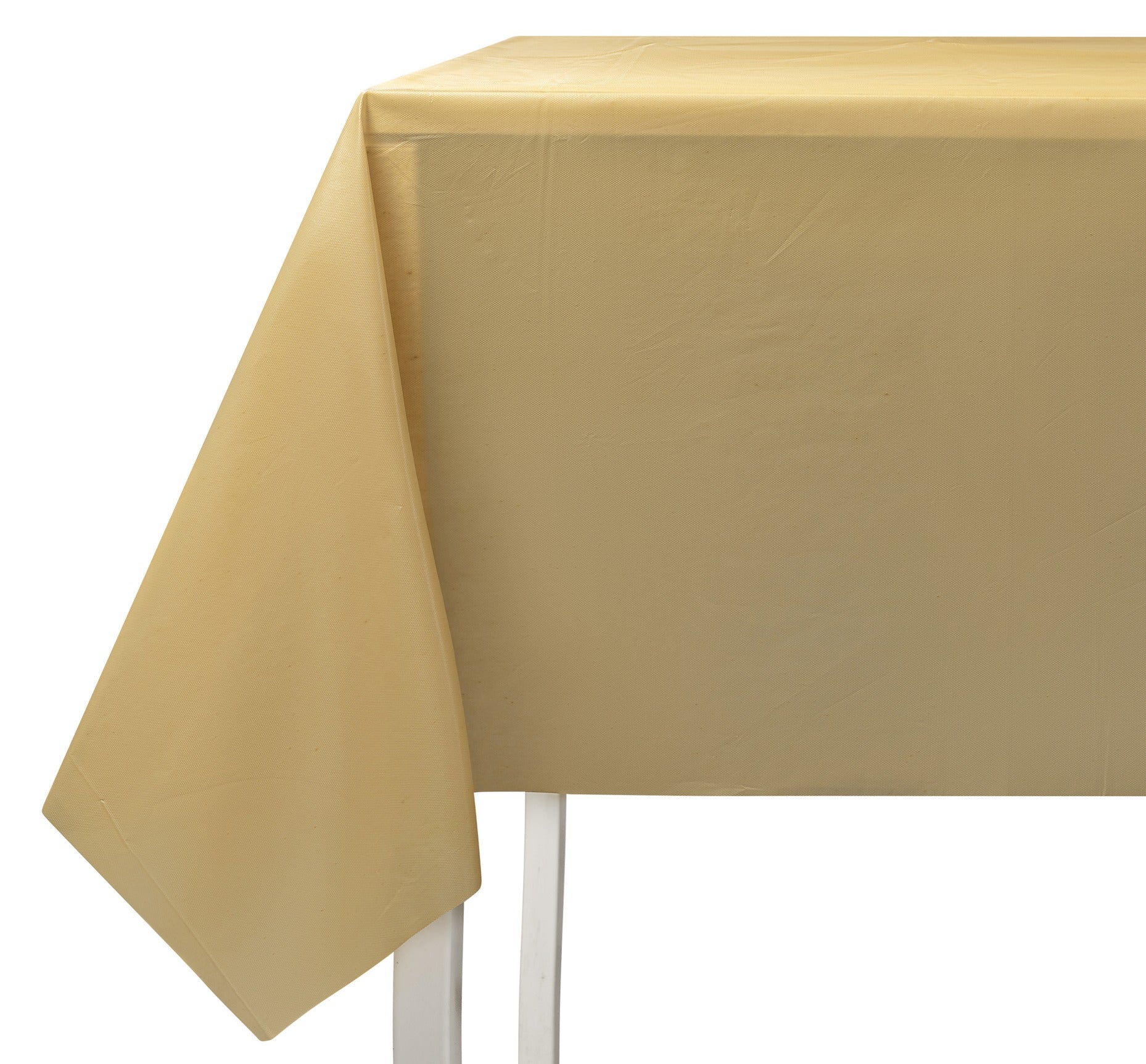 Gold Plastic Tablecloth 54x108 Inches - Waterproof & Wrinkle-Free for Parties, Picnics, and Outdoor Dining