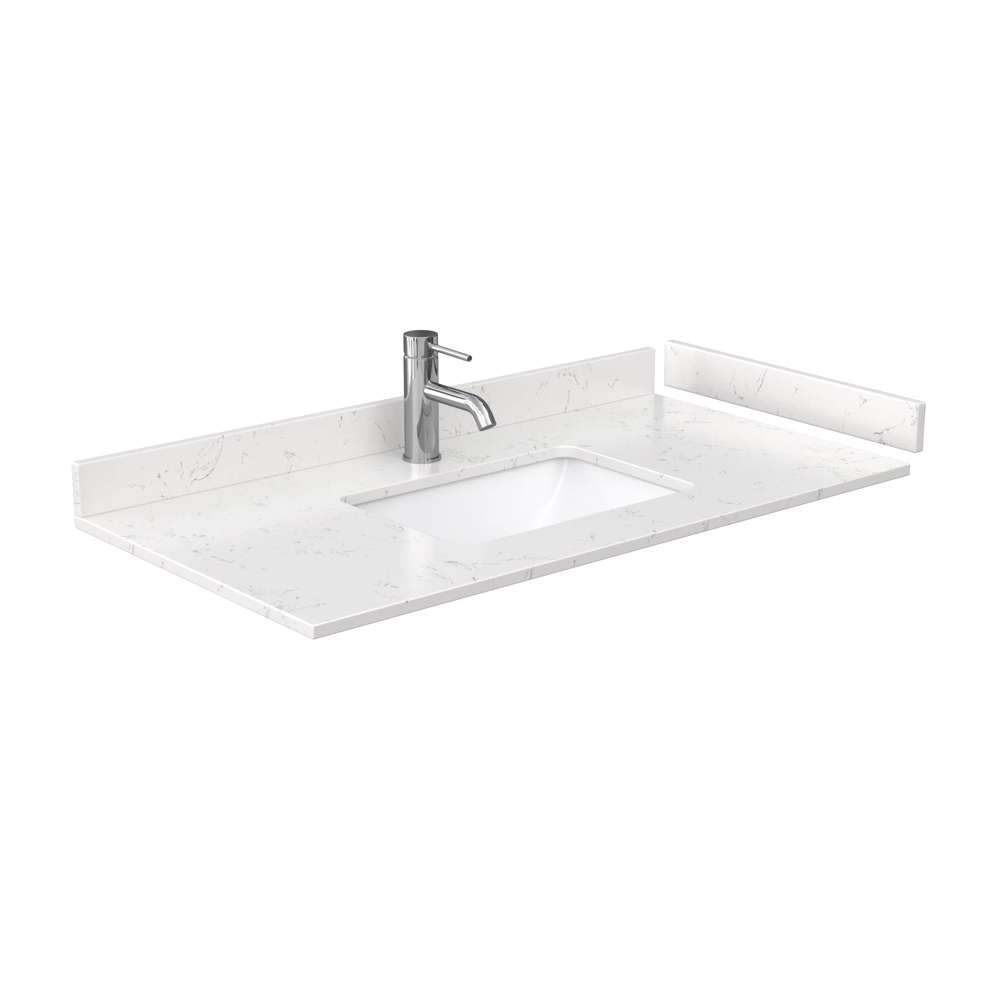 Wyndham Collection Miranda 42 Inch Single Bathroom Vanity with Light-Vein Carrara Cultured Marble Countertop & Undermount Square Sink - Green Finish, Matte Black Trim | Perfect for Modern Bathrooms, Small Spaces & Home Renovations
