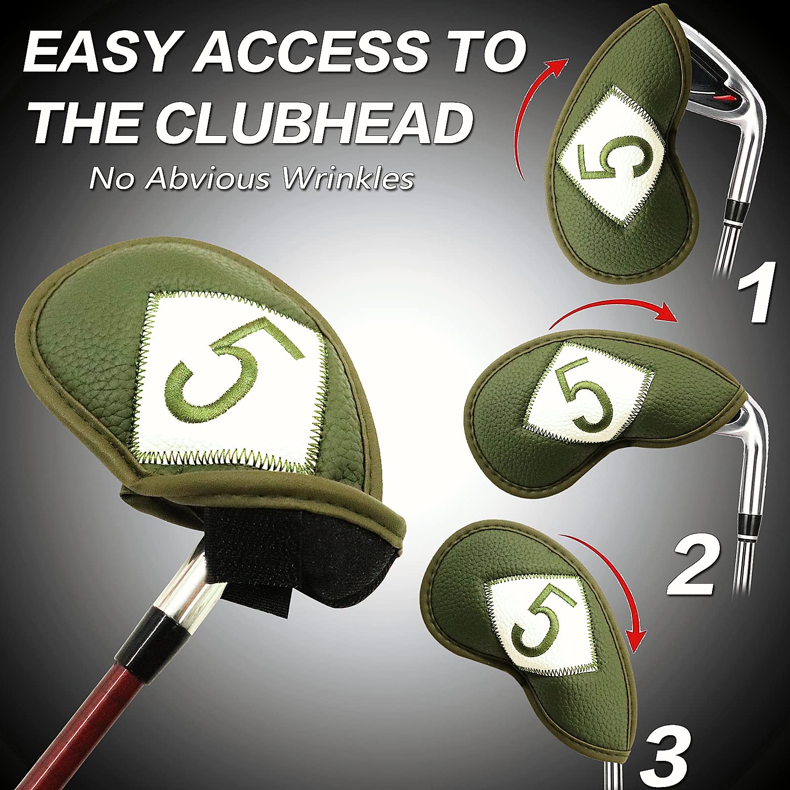 Premium 12-Piece Synthetic Leather Golf Iron Head Covers Set - Universal Fit for Most Iron Clubs - Durable Club Protection with Elegant Design - Perfect Golf Gift for Men & Women (Ideal for Course Play, Travel & Club Storage)