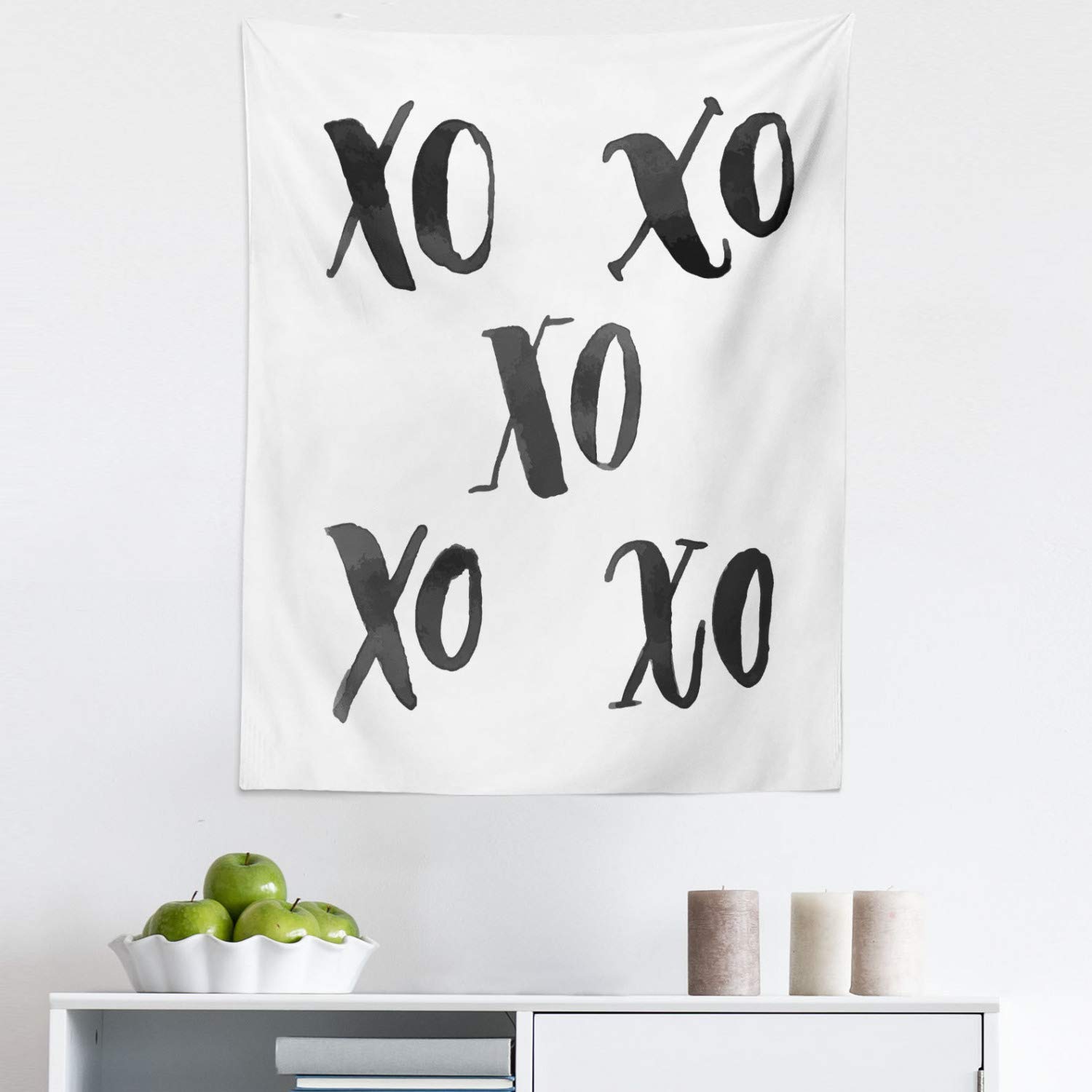 Ambesonne Xo Tapestry - Vintage Calligraphy Romance Print Wall Hanging Decor for Bedroom, Living Room, Dorm - 23