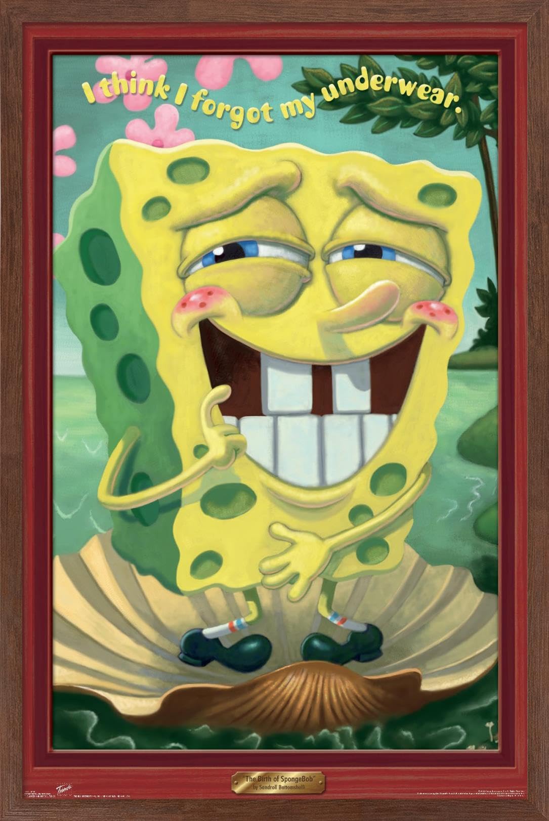 Trends International Nickelodeon SpongeBob SquarePants Underwear Wall Poster - 22.375 x 34 Inches, Mahogany Framed Version - Perfect for Kids' Room Decor, TV Show Themed Bedroom & Cartoon Lover Gifts
