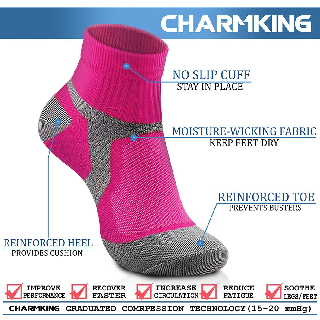 CHARMKING 15-20 mmHg Compression Socks for Women & Men - Best for Running, Cycling, Nursing & Daily Wear - Improve Blood Circulation & Reduce Leg Fatigue (Ideal for Athletes, Travelers & Professionals)