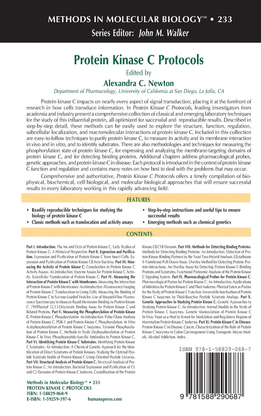 Protein Kinase C Protocols: Laboratory Methods & Molecular Biology Techniques (Volume 233) - Essential for Cancer Research & Cell Signaling Studies