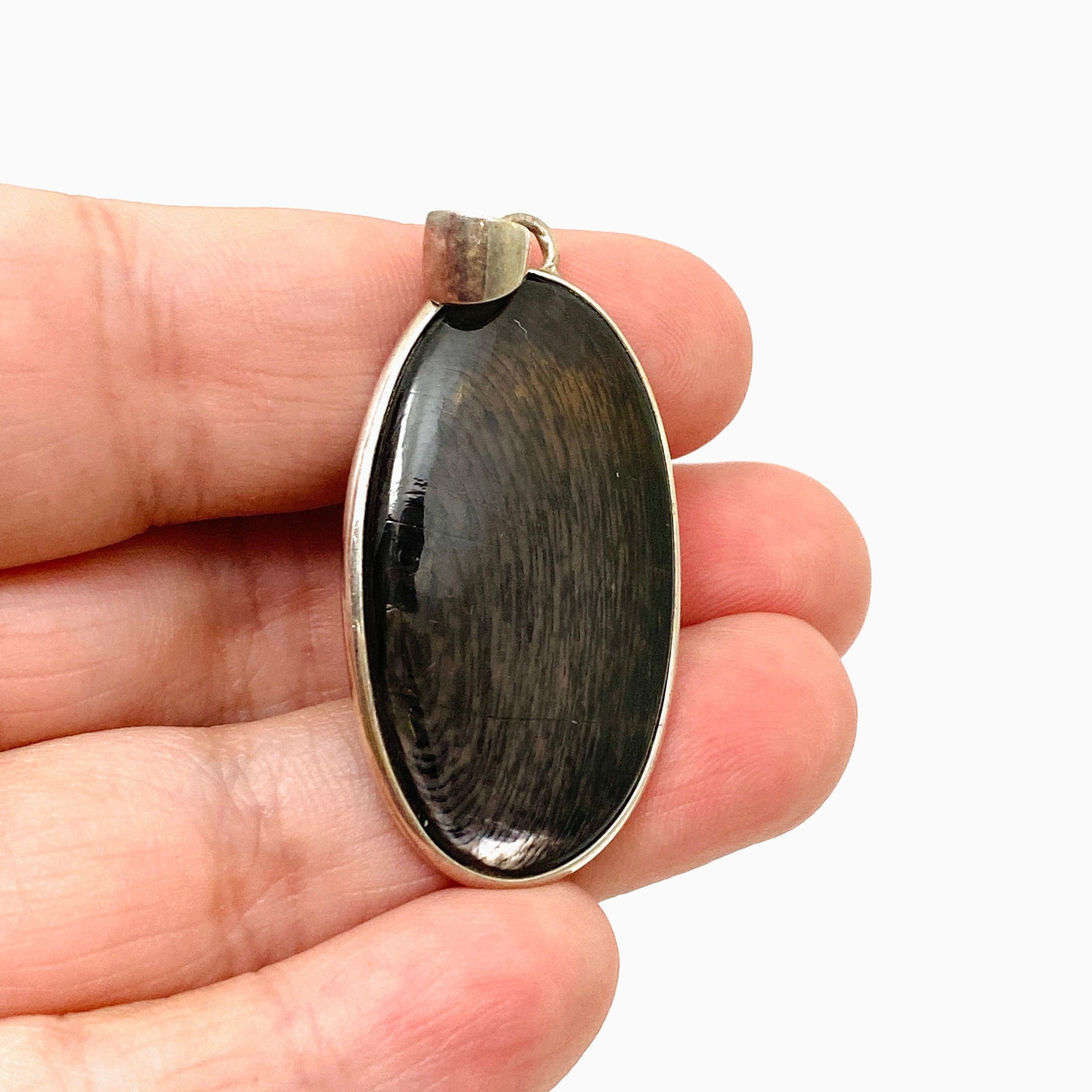 Hypersthene Oval Pendant Necklace KPGJ3062 - Elegant Healing Stone Jewelry for Women, Perfect for Meditation, Energy Balancing & Spiritual Gifts