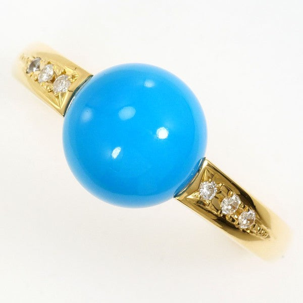 18K Yellow Gold Turquoise and Diamond Ring for Women - Elegant Vintage Style Jewelry Gift for Anniversary, Engagement or Special Occasions