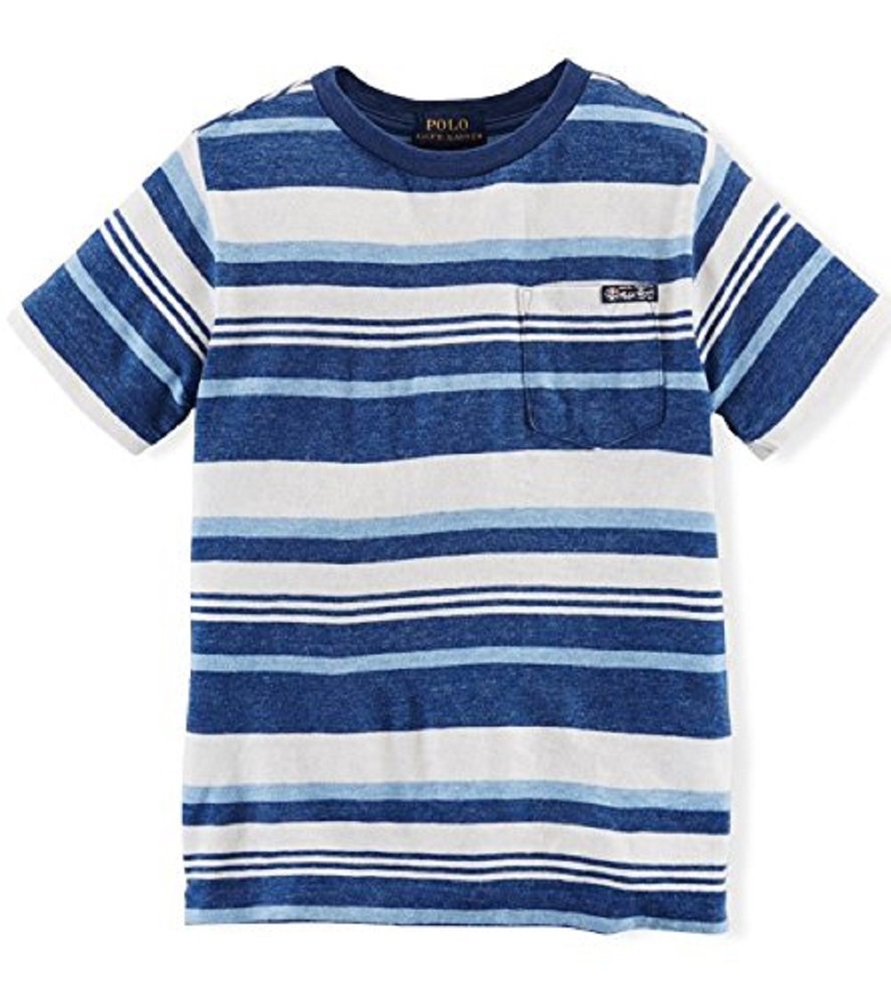 Ralph Lauren Boys' Striped Jersey Polo Shirt - Classic Cotton Short Sleeve Top for School, Playdates & Casual Outings