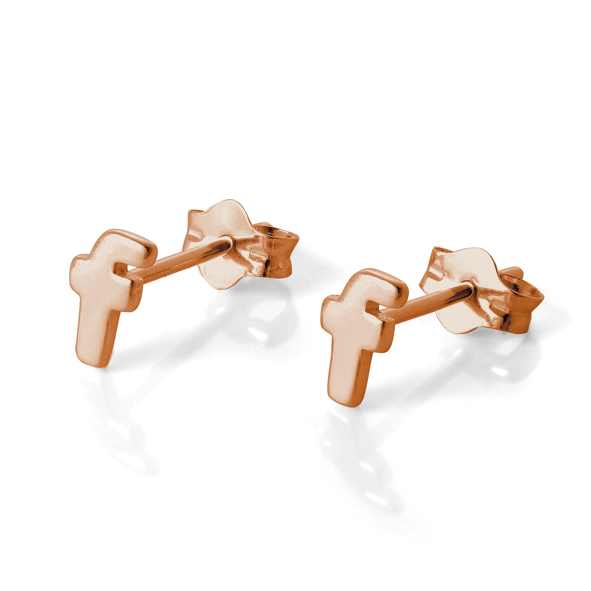 Rose Gold Plated Sterling Silver Letter F Stud Earrings - Minimalist Alphabet Jewelry for Women - Perfect for Gifts, Birthdays & Everyday Wear