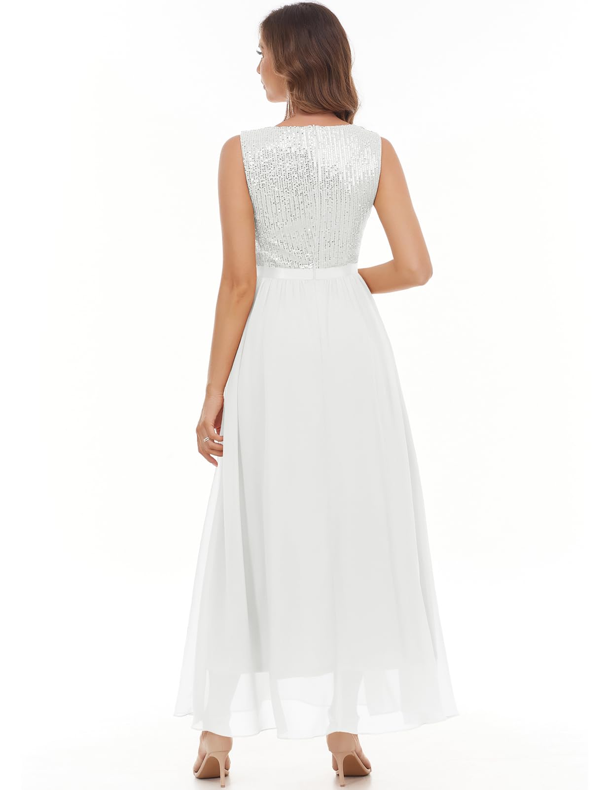 Elegant Glitter Sequins Evening Gown - Formal Wedding Guest Dress for Mother of The Bride, Prom & Special Occasions | Flowy A-Line Silhouette | BBOnlineDress