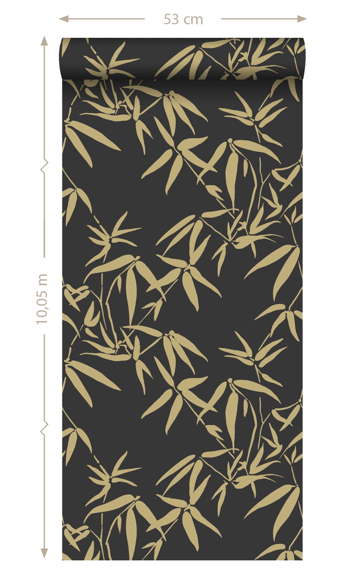 Black and Gold Bamboo Leaves Wallpaper R9375 - Elegant Peel and Stick Wallpaper for Bedroom, Living Room & Office Decor