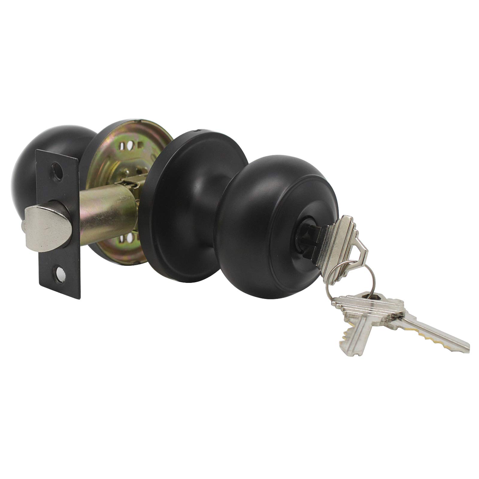 Gobrico 10-Pack Flat Black Ball Door Knobs with Unique Keys - Secure & Stylish Entryway Hardware for Homes, Offices & Apartments
