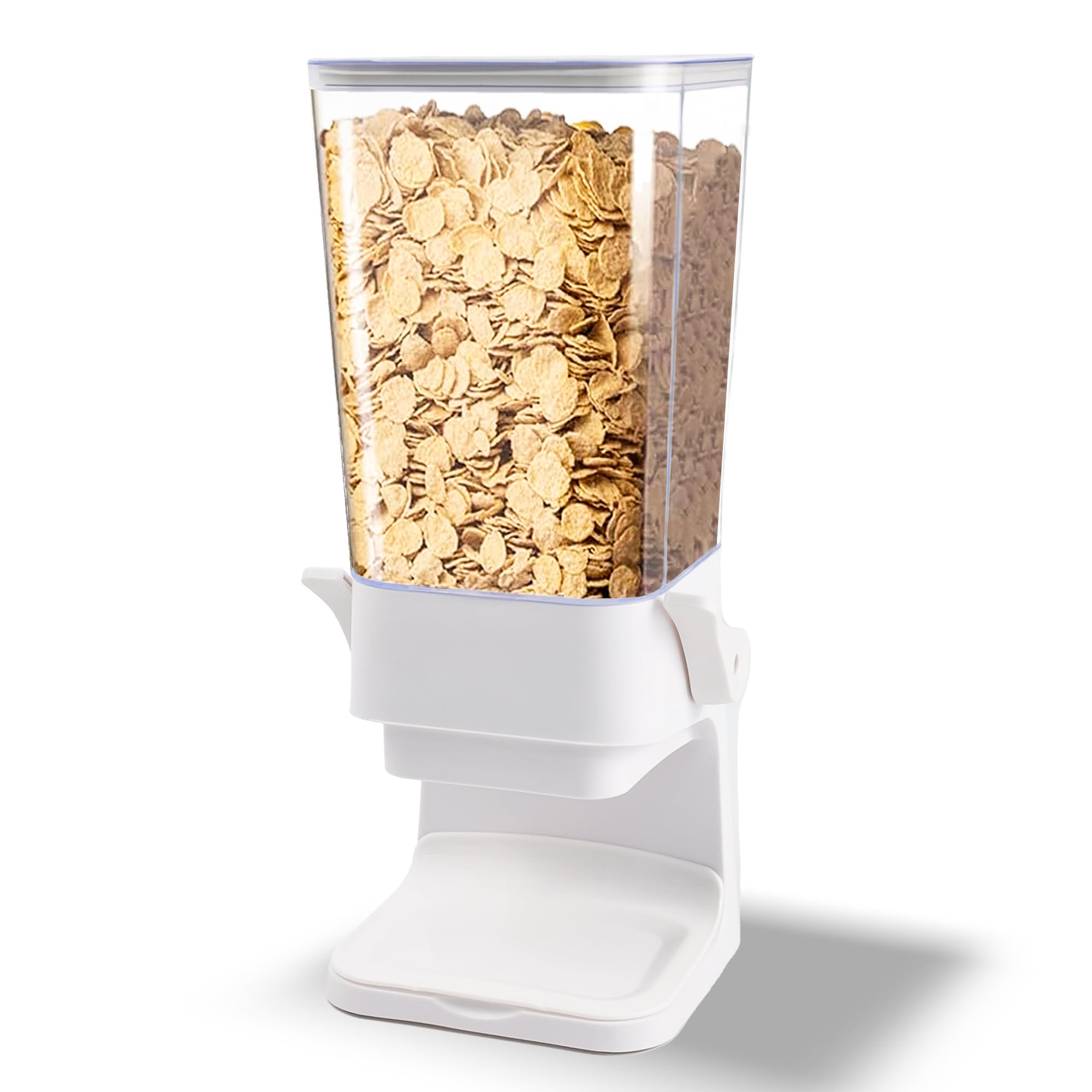 Meegoo 5.5L Large Airtight Cereal Storage Container - Dry Food Dispenser for Grains, Rice, Nuts, Beans & Candy | BPA-Free Kitchen Organization | Perfect for Pantry, Countertop & Bulk Food Storage (White)