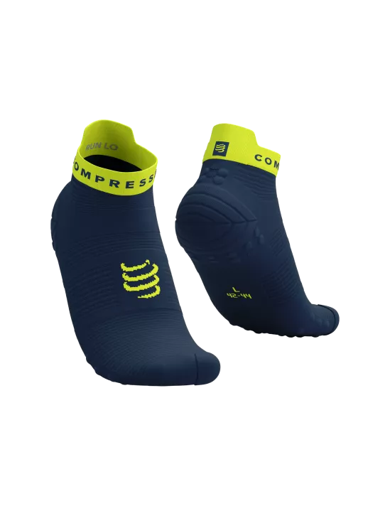 Compressport Unisex Pro Racing Socks v4.0 - Running Socks for Men & Women - Breathable Low-Cut Athletic Socks - Blue/Green Sheen - Perfect for Marathon, Triathlon & High-Performance Sports