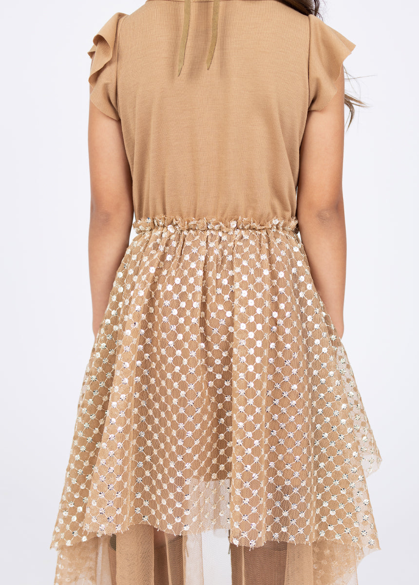 Elegant Light Tan Tina Dress for Women | Flowy Summer Dress for Casual Outings & Beach Vacations