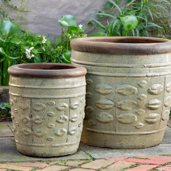 Rustic Leaf Pot Planter Set of 2 - Handcrafted Sand-Colored Ceramic Flower Pots for Indoor & Outdoor Plants - Perfect for Home, Garden, and Patio Decor