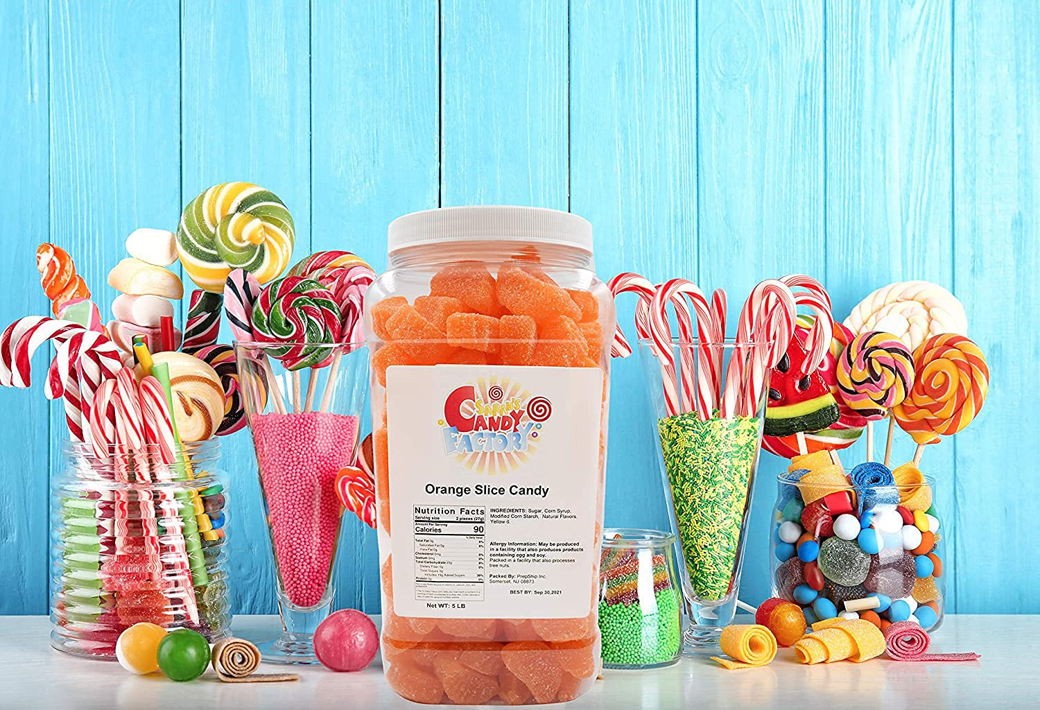 Orange Slice Candy - 5 Lbs Bulk Candy Jar - Sweet & Tangy Orange Flavored Gummy Slices - Perfect for Parties, Baking, Gift Baskets & Candy Buffets