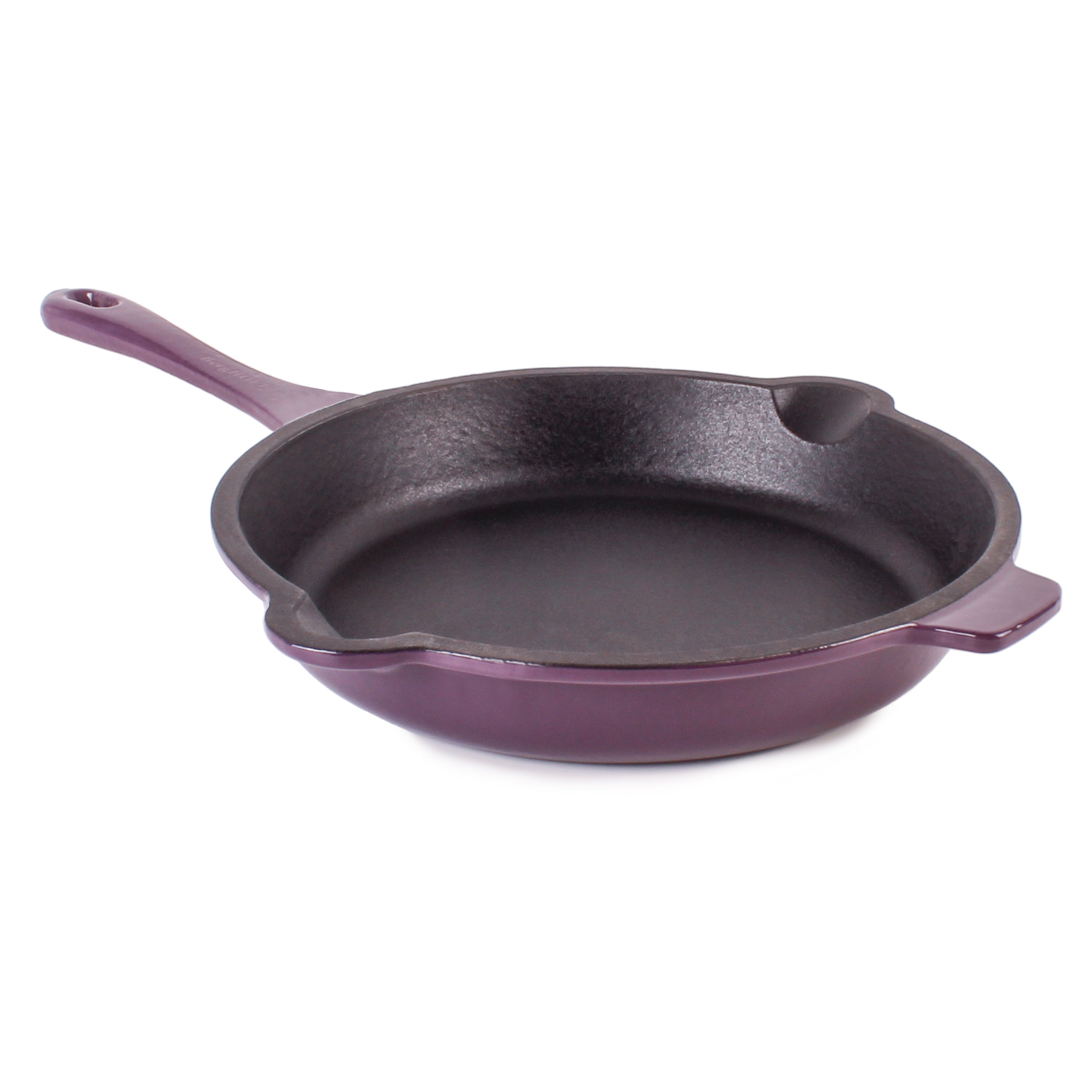 BergHOFF Neo 3-Piece Cast Iron Cookware Set - Purple Grill Pan & Fry Pan with Slotted Steak Press | Perfect for Stovetop Cooking, Grilling Steaks & Burgers, Indoor/Outdoor Use