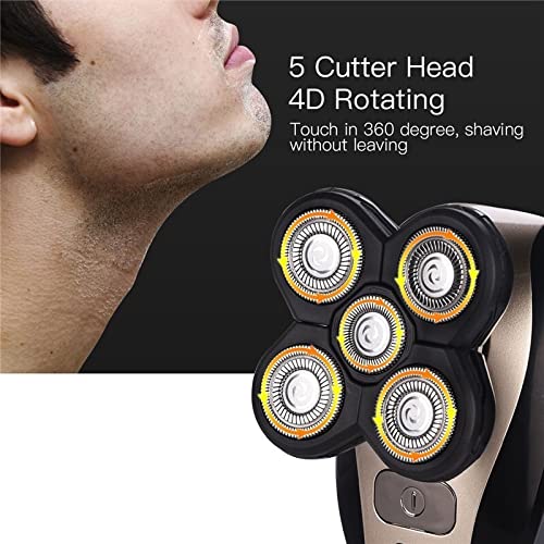 5-in-1 Rechargeable Electric Razor for Men - 4D Floating Head Shaver with Nose Hair Trimmer & Clipper | Perfect for Travel, Gym & Daily Grooming Routine
