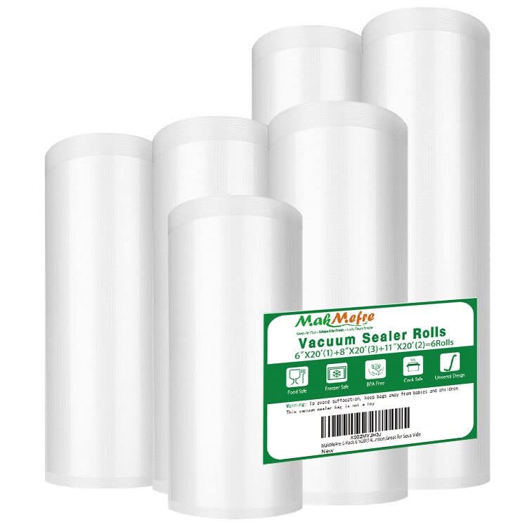 6 Pack Vacuum Sealer Bags Rolls - 6