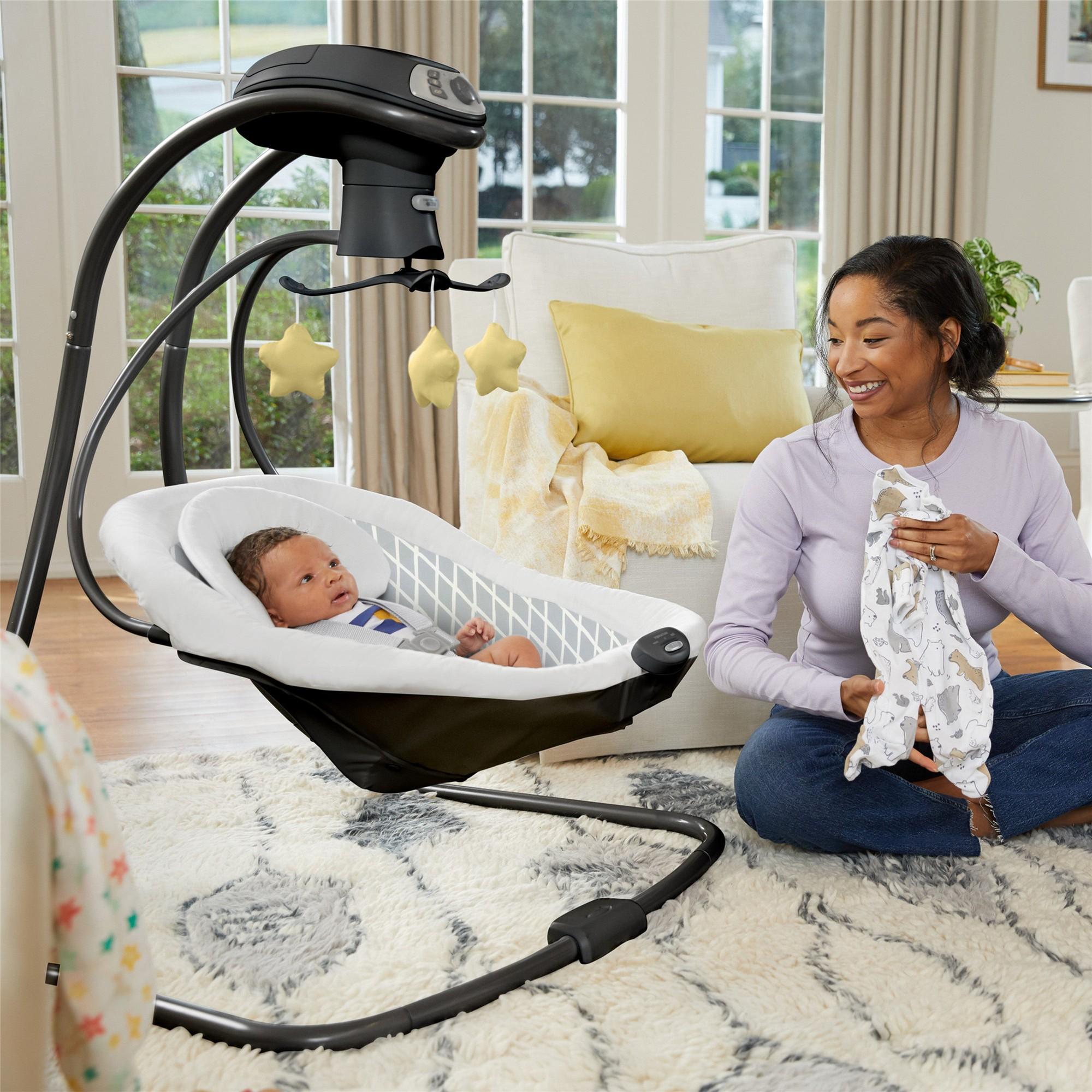 Graco Simple Sway LX Baby Swing with Multi-Direction Lounger - Gentle Soothing Motion for Newborns & Infants - Perfect for Nursery, Living Room & Bedroom Use