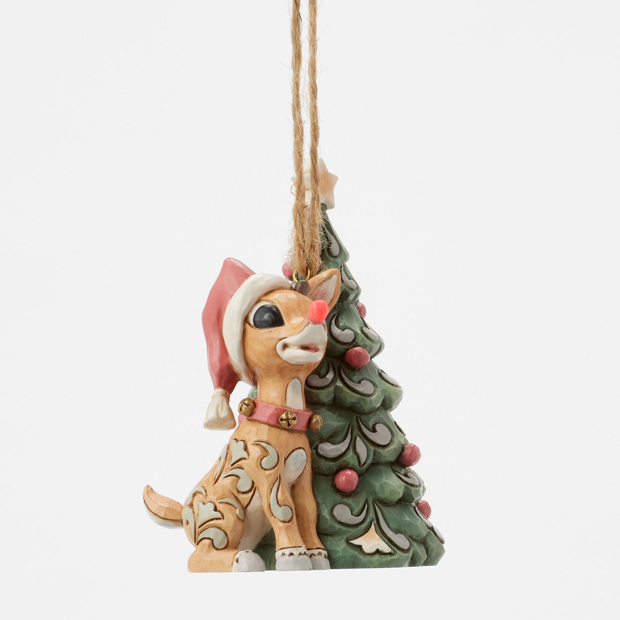 Woodland Rudolph with Tree Handmade Ornament - Christmas Decor for Tree, Gift, and Holiday Home Decoration