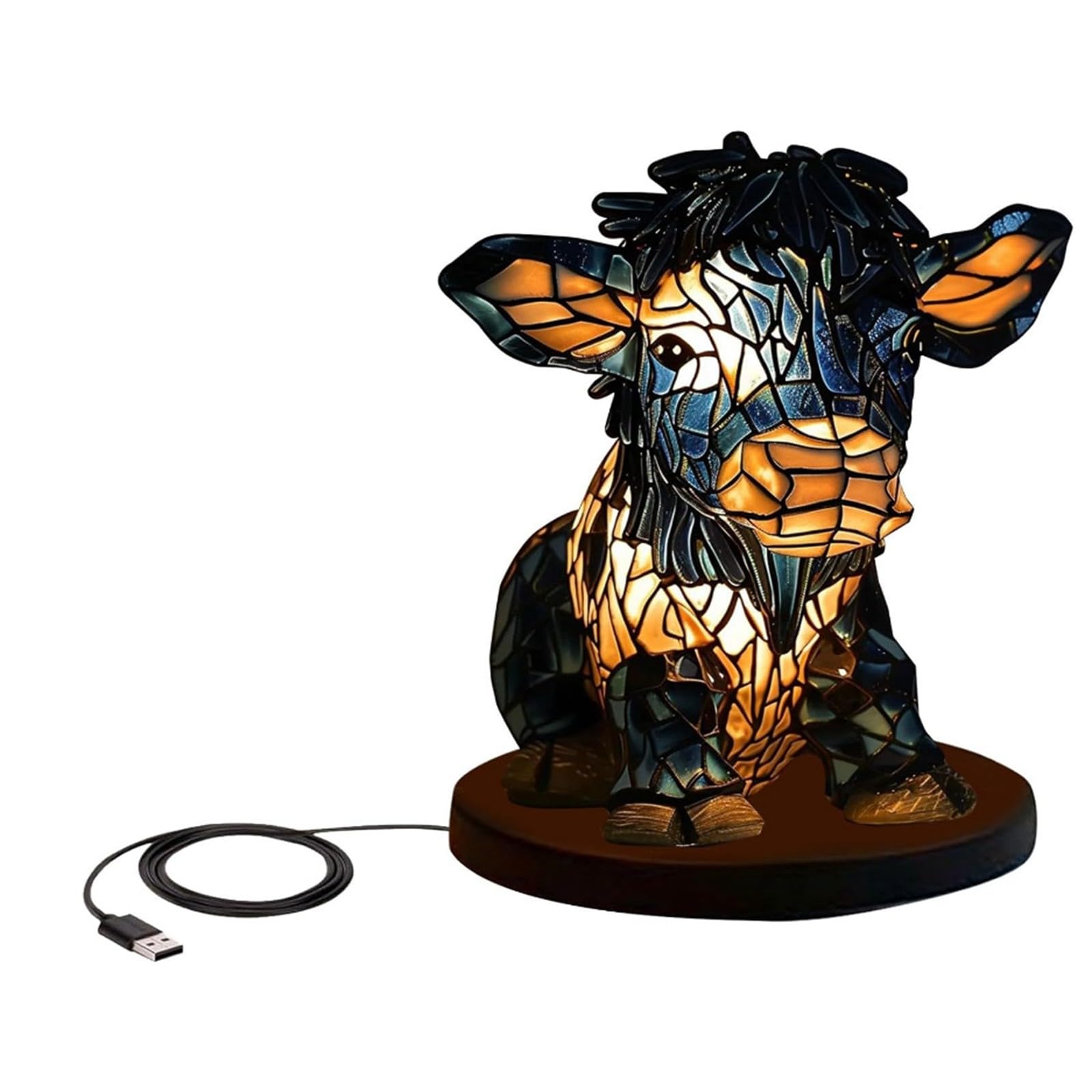 Cute Cow Table Lamp with USB Port - Nightstand Bedside Lamp for Bedroom, Living Room & Home Office - Soft Reading Light & Cozy Home Decor