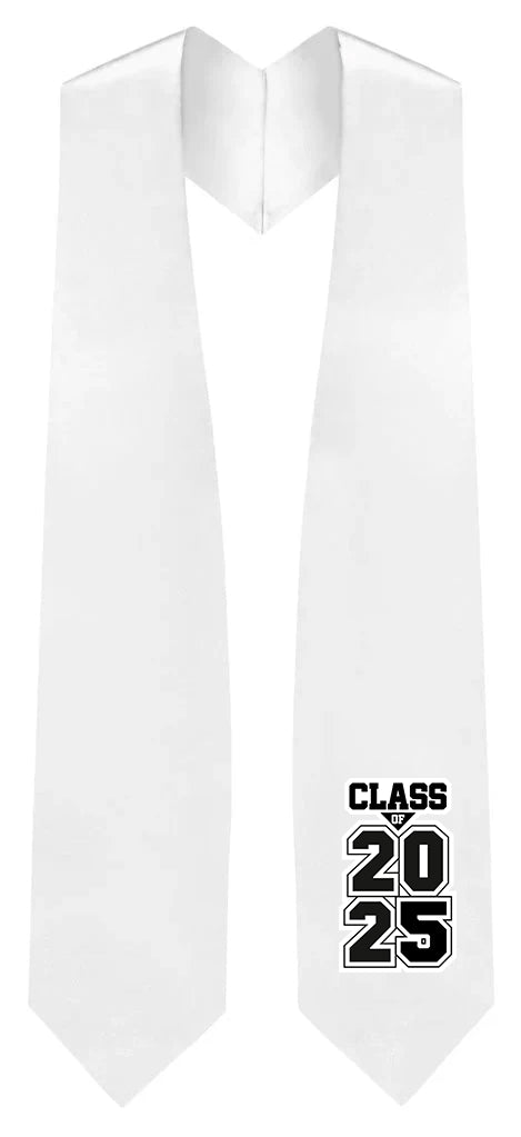 White Graduation Stole for Class of 2024 & 2025 - Perfect for High School & College Commencement Ceremonies