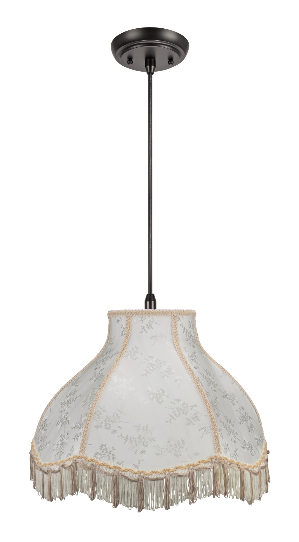 Aspen Creative 70043 Beige Scallop Bell Shaped Spider Shade Pendant Light - Perfect for Kitchen Island, Dining Room, and Entryway Lighting