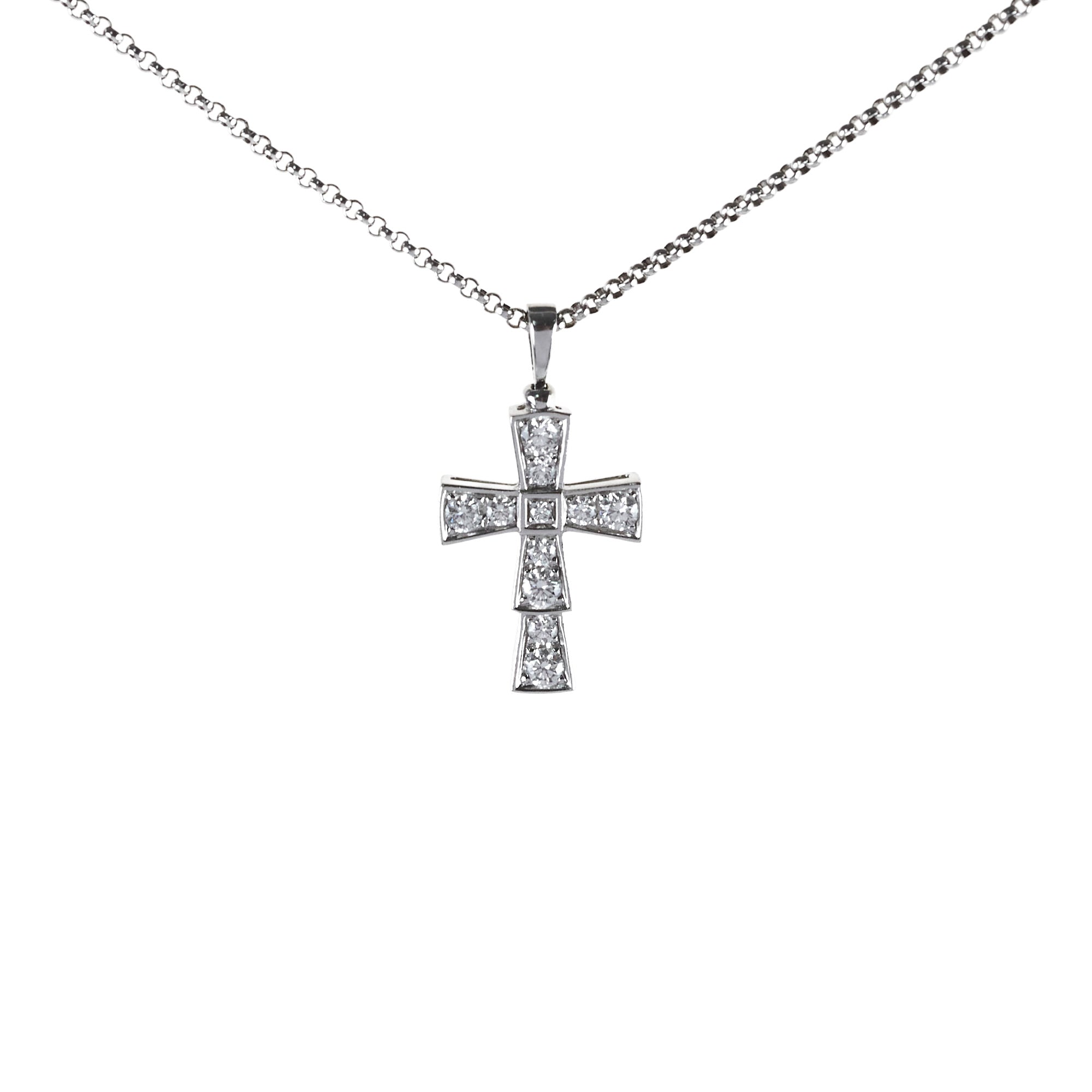 Bvlgari Serpenti 18K White Gold Diamond Cross Necklace for Women - Elegant Luxury Jewelry Gift for Birthday, Anniversary & Special Occasions