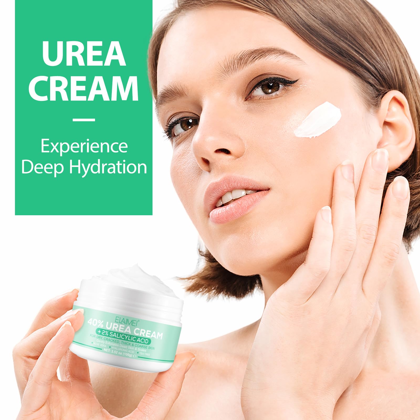 40% Urea Foot Cream for Cracked Heels & Dry Skin (3.52 oz) - Intensive Moisturizing Treatment with 2% Salicylic Acid, Tea Tree Oil & Aloe Vera - Best for Rough Feet, Elbows, Hands & Knees - Perfect for Pedicures, Winter Care & Daily Foot Repair
