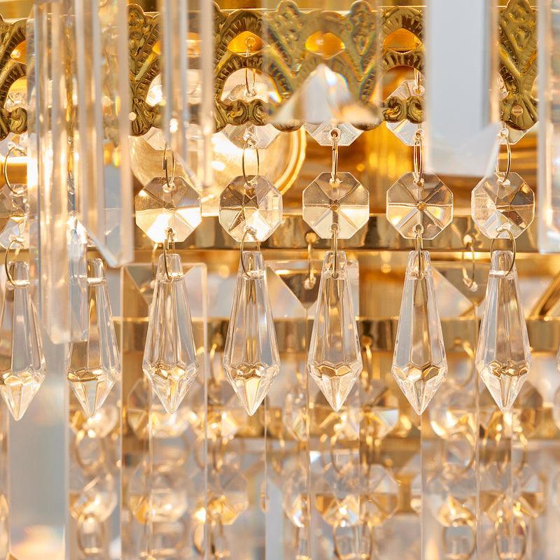 Adagio Clear Faceted Glass & Gold 9-Light Chandelier - Modern Crystal Ceiling Light Fixture for Dining Room, Living Room, Bedroom, and Entryway