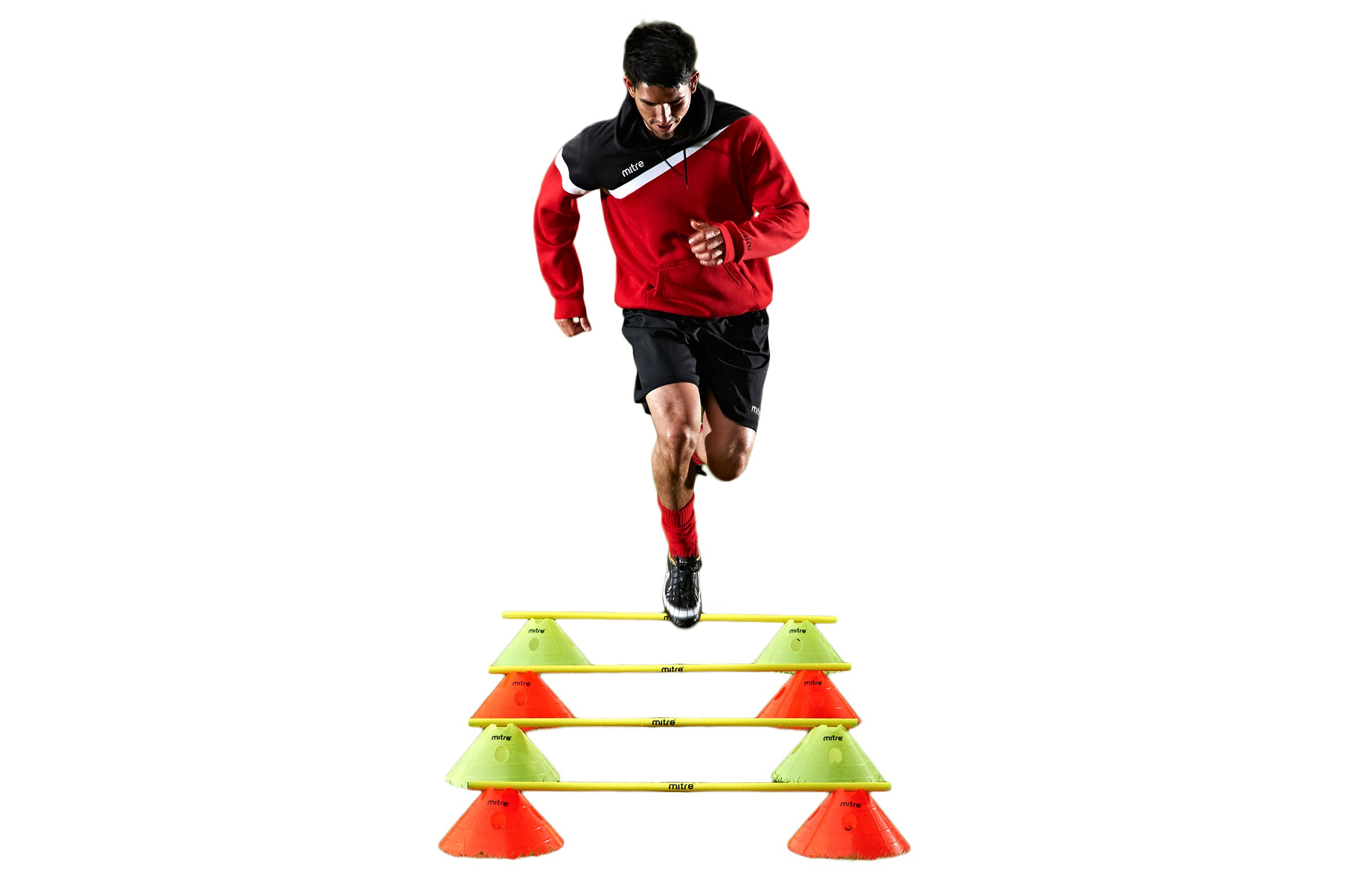 Mitre Super Space Marker Poles - Set of 10 for Soccer, Football & Field Sports - Durable Training Cones with Reflective Strips - Perfect for Coaches, Players & Outdoor Practice