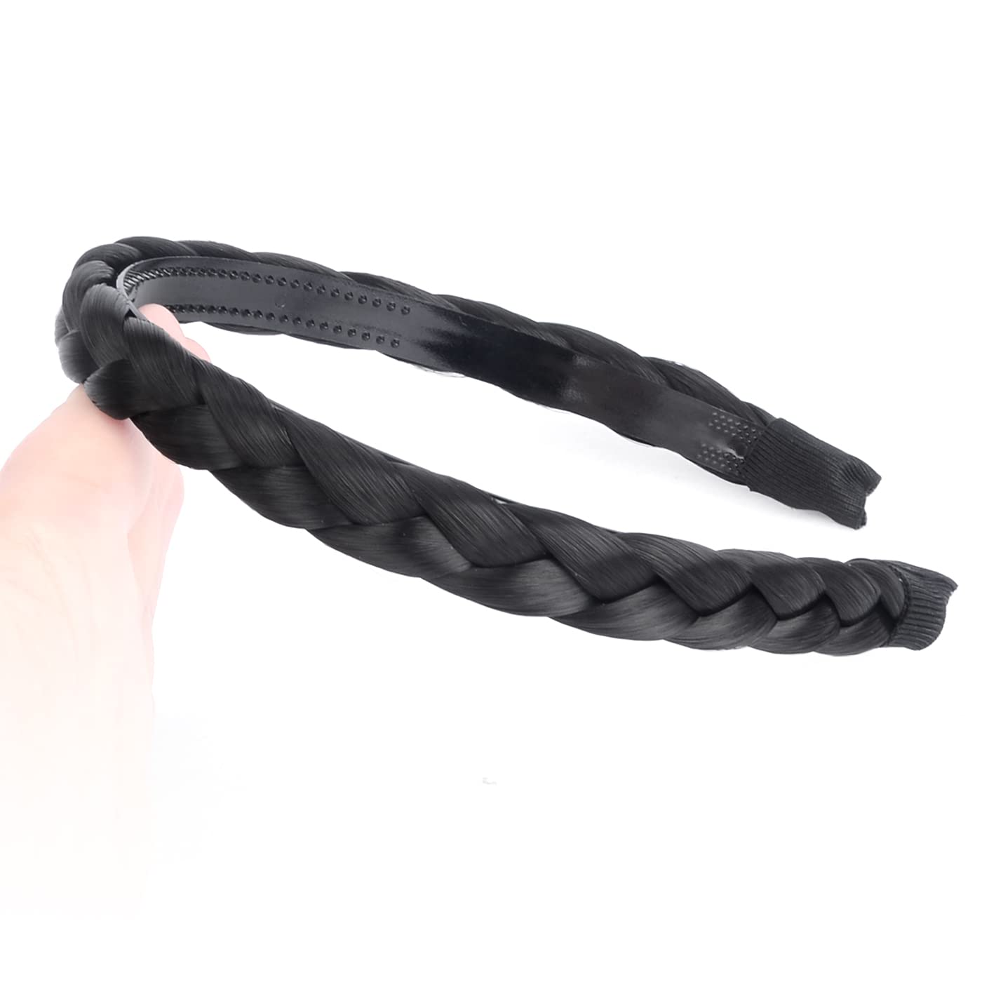 Gledola Braided Headband with Teeth - Synthetic Hair Band for Women, Plaited Hair Accessories for Black Women (Black) | Perfect for Everyday Wear, Workouts, and Stylish Outfits