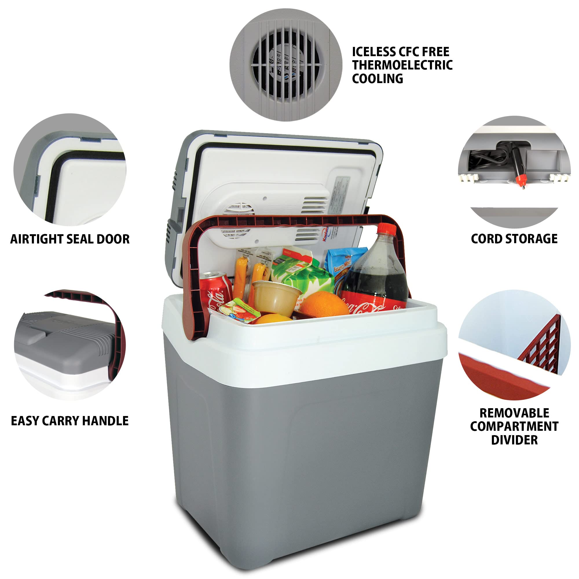 Koolatron 26 qt Portable Electric Cooler - 12V Car Refrigerator for Camping, Travel, Road Trips | Insulated Hard-Sided Cooler for Vehicle, Boat, Truck | No Ice Needed, Keeps Drinks & Food Cold | Perfect for Picnics, Beach Days & Outdoor Adventures