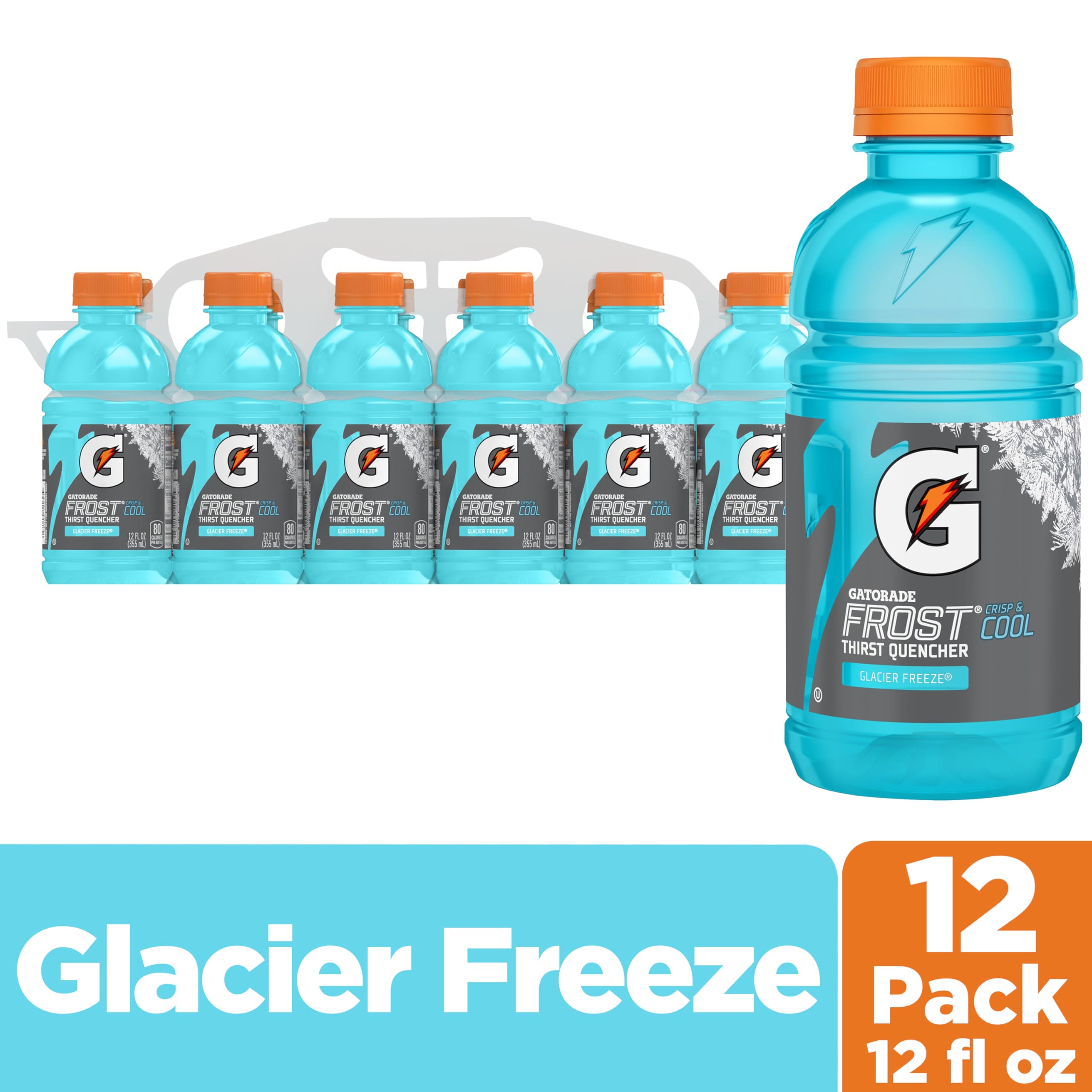 Gatorade Thirst Quencher Sports Drink - Frost Glacier Freeze Flavor, 12oz Bottles (12 Pack) | Electrolyte Rehydration for Athletes | Perfect for Workouts, Sports & Outdoor Activities