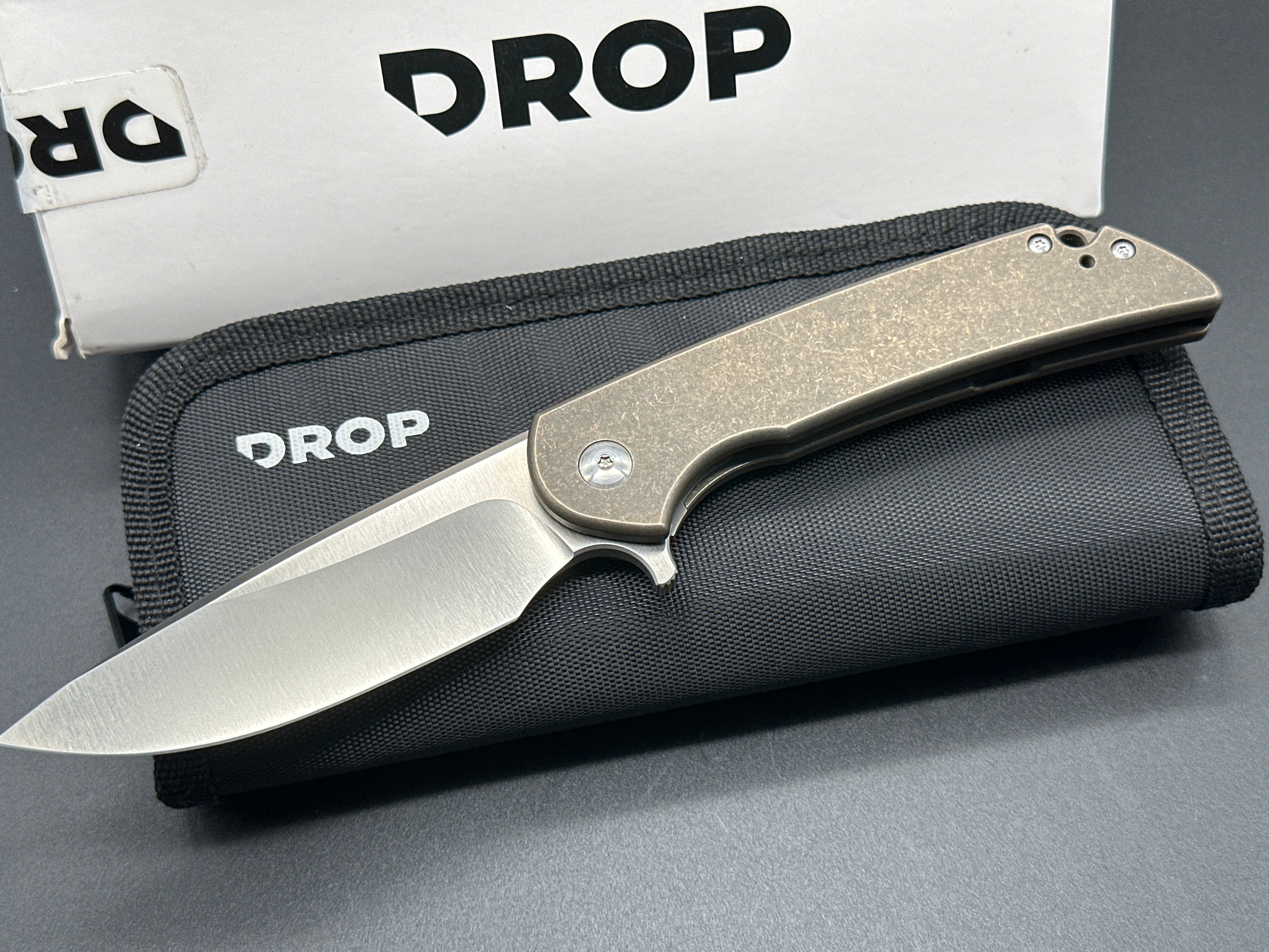 Drop Ferrum Forge Crux EDC Pocket Knife - Premium Titanium Folding Knife for Outdoor, Camping & Everyday Carry