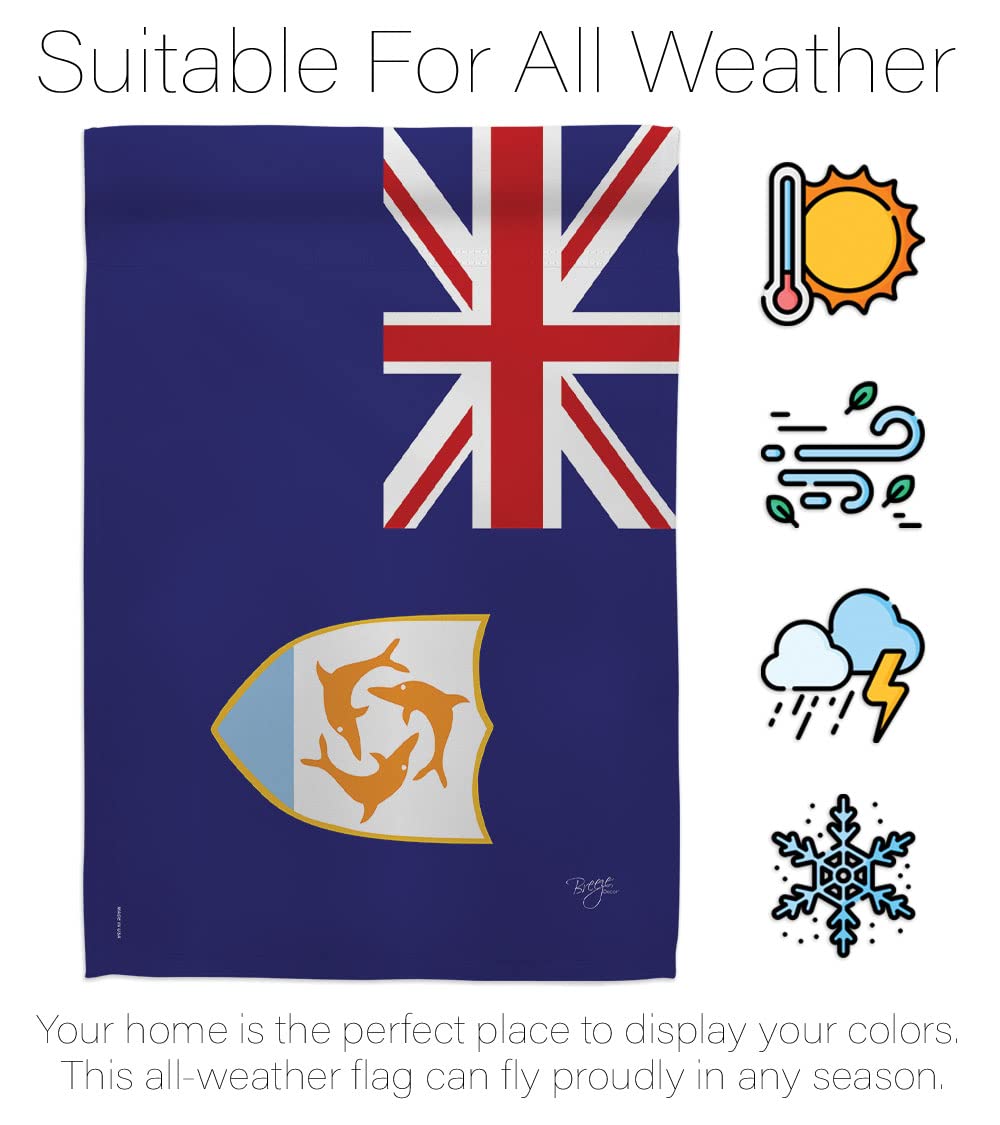 Breeze Decor Anguilla Garden Flag Set with Stand - Double-Sided Yard Decoration for Home & Gifts