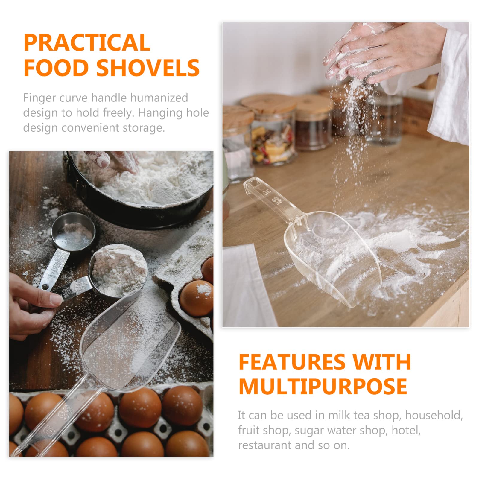 Alipis 3-Piece Acrylic Coffee Sugar Scoop Set - Thickened Food Shovel for Dog Food, Flour, Ice Cream - Practical Kitchen Utensil for Baking, Cooking & Pet Feeding