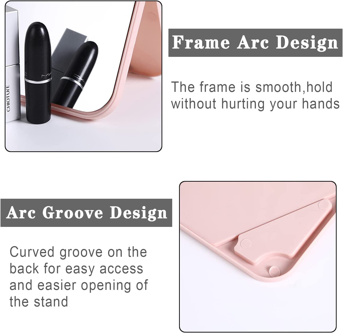 ONICORN® Portable Desktop Makeup Mirror with Adjustable Stand - Foldable Vanity Mirror for Women, Travel & Home Use - Pink Princess Cosmetic Mirror for Makeup, Skincare & Hair Styling