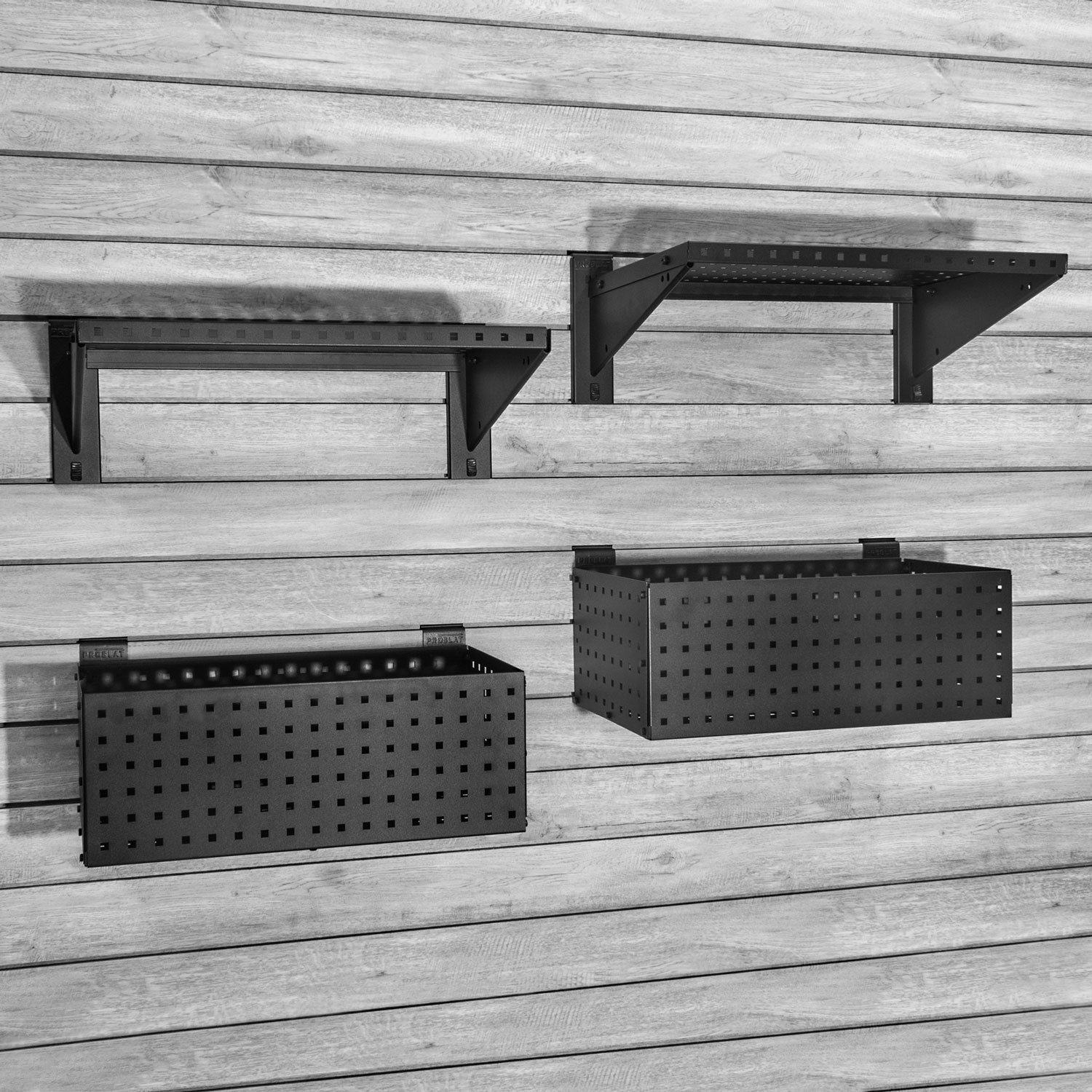 STEALTH Heavy Duty Shelf and Basket Kit - Durable Storage Solution for Garages, Sheds & Workshops | Organize Tools, Supplies & More