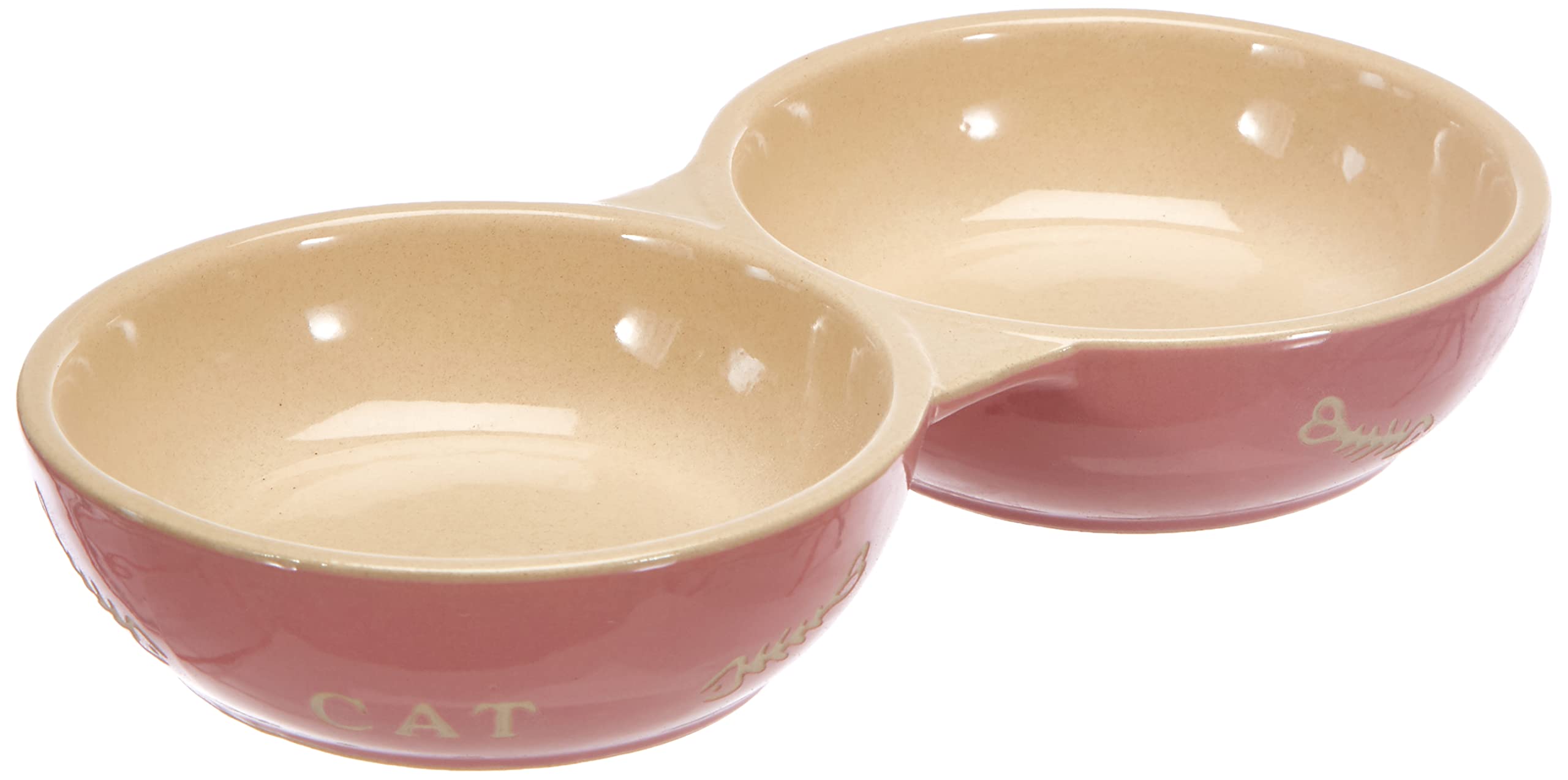 Premium Ceramic Cat Food and Water Bowl Set - 22cm Double Dish for Pets - Perfect for Feeding and Hydrating Your Feline at Home or Travel