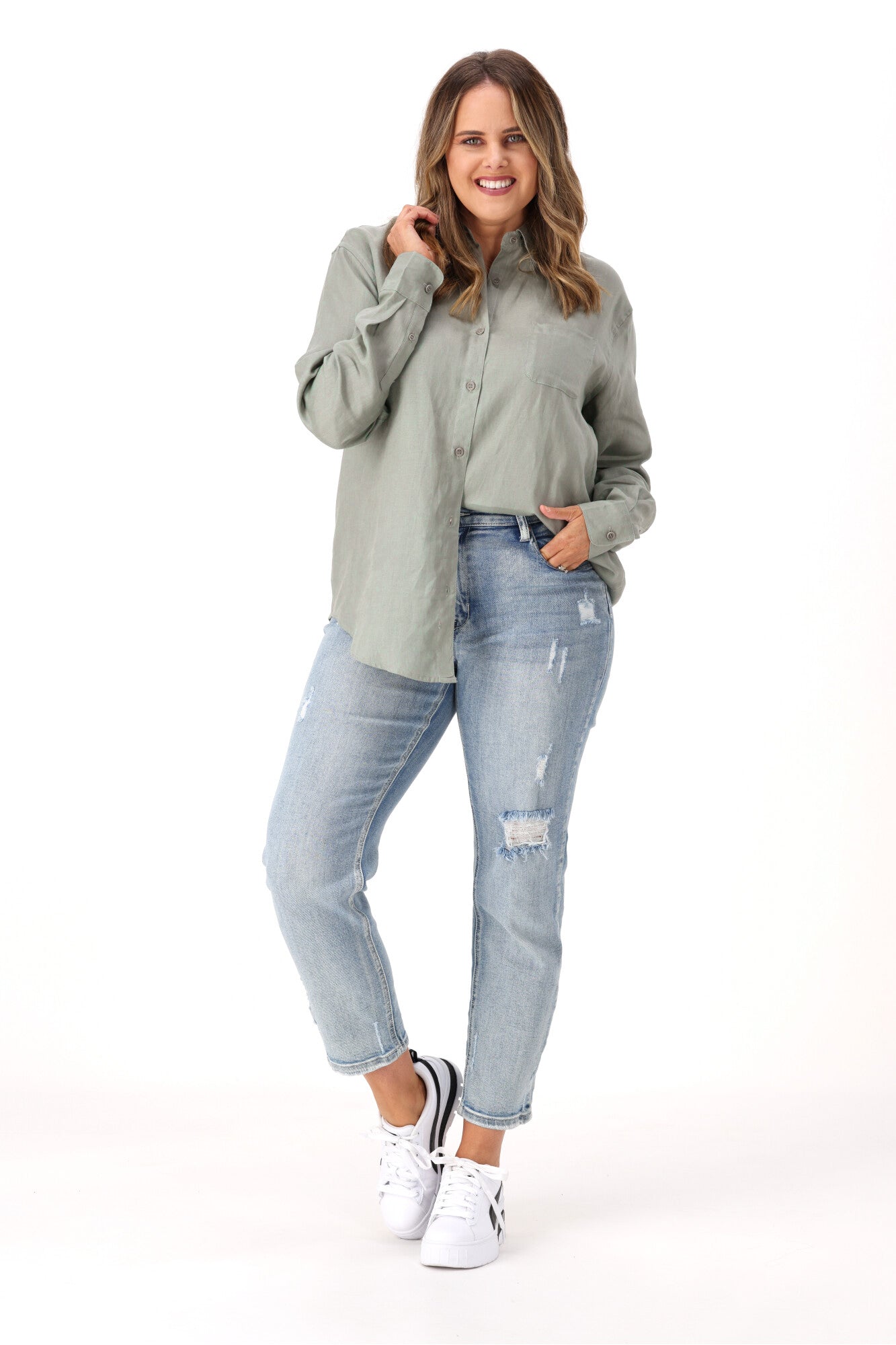 AS Colour Linen Shirt Eucalyptus - Breathable Men's Casual Button Down Shirt for Summer, Travel & Outdoor Activities