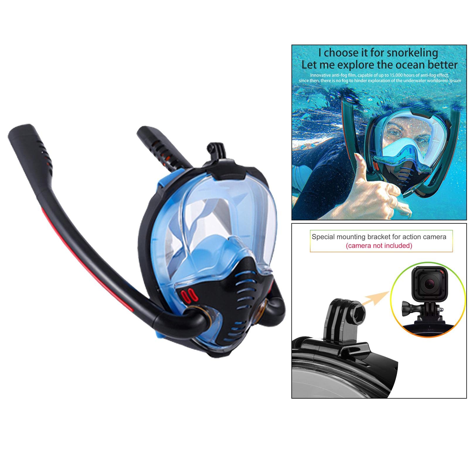 LOSA Full Face Snorkel Mask - 180° Panoramic View, Anti-Fog & Leak-Proof Design for Adults - Perfect for Scuba Diving, Snorkeling, and Underwater Exploration in Ocean, Pool, or Beach Vacations