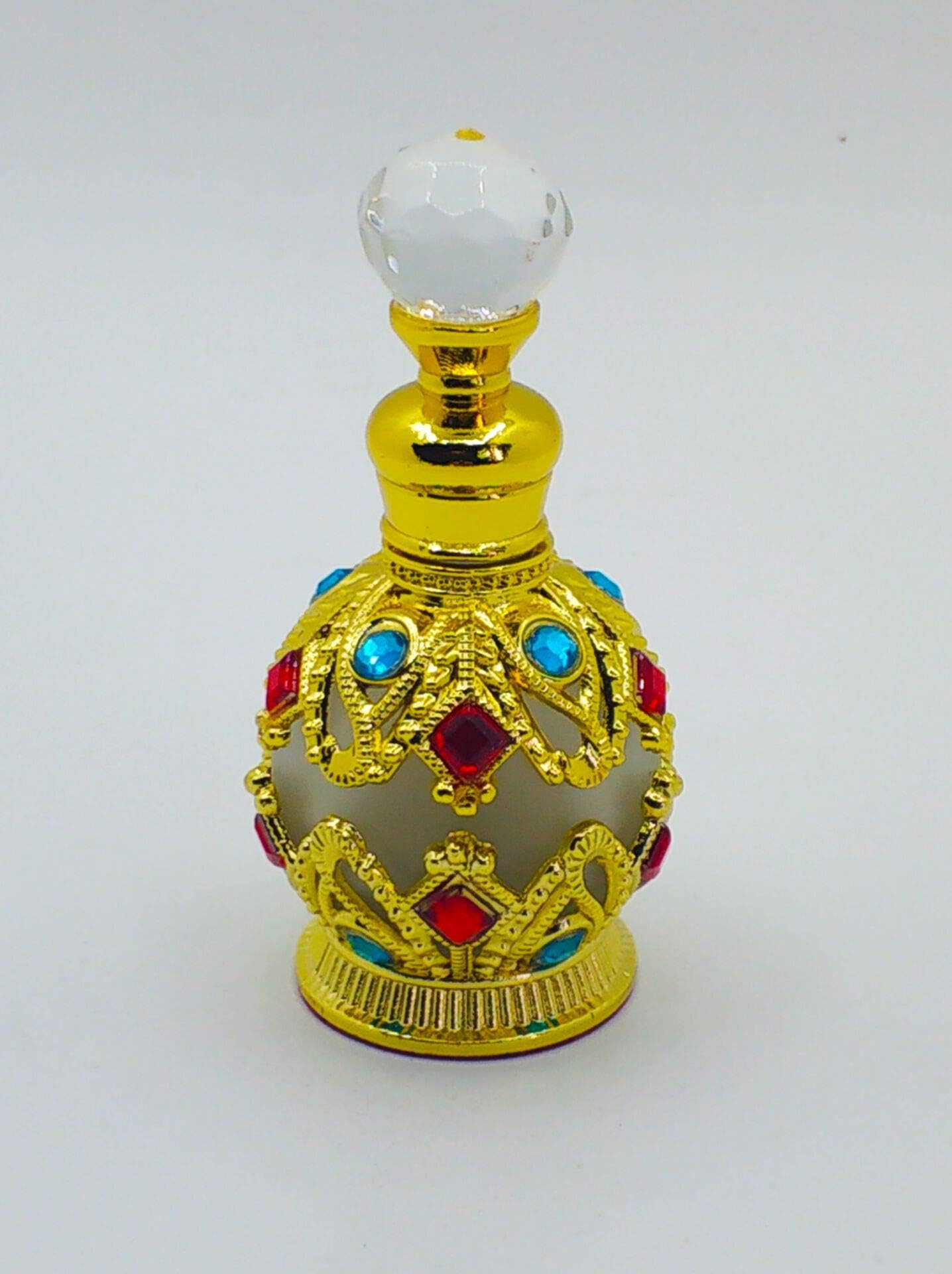 Shenzhao 15ml Refillable Empty Perfume Bottle - Round Diamond Design for Perfume & Essential Oils (Gold) | Travel, Gift & Home Fragrance Accessory