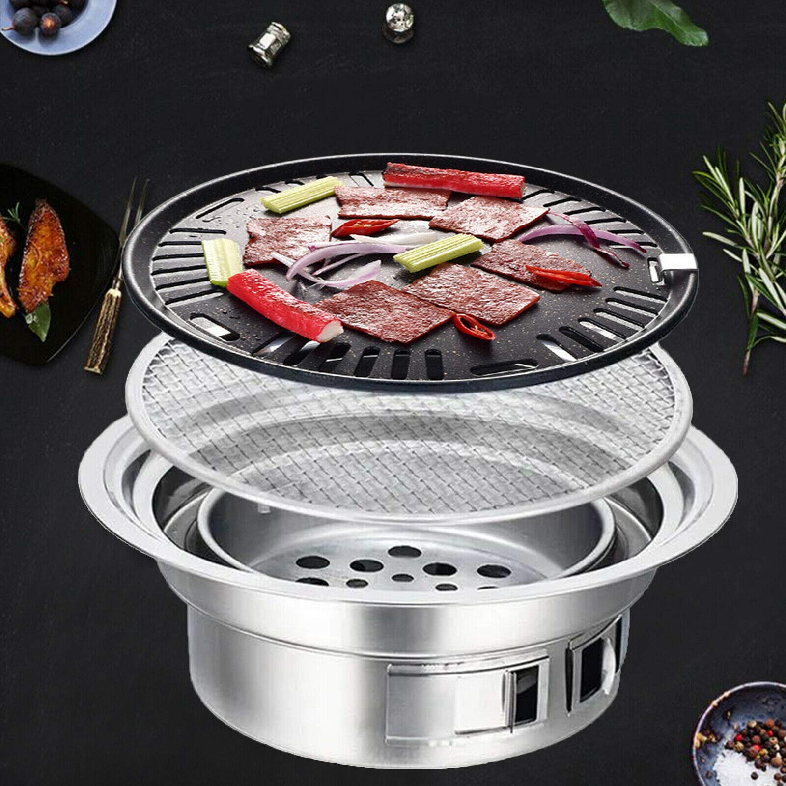Portable Stainless Steel BBQ Grill - Outdoor Camping for 1-5 People