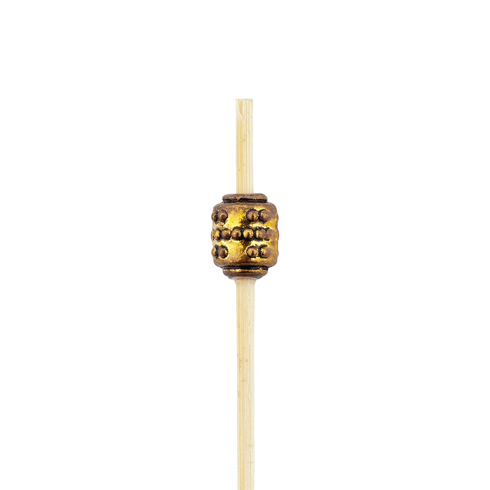 Restaurantware 1000-Pack 4 Inch Decorative Metal Bead Cocktail Skewers | Gold Bamboo Wooden Appetizer Picks for Garnishes, Fruits & Cheese | Disposable & Sustainable Bar Accessories for Parties, Weddings & Catering