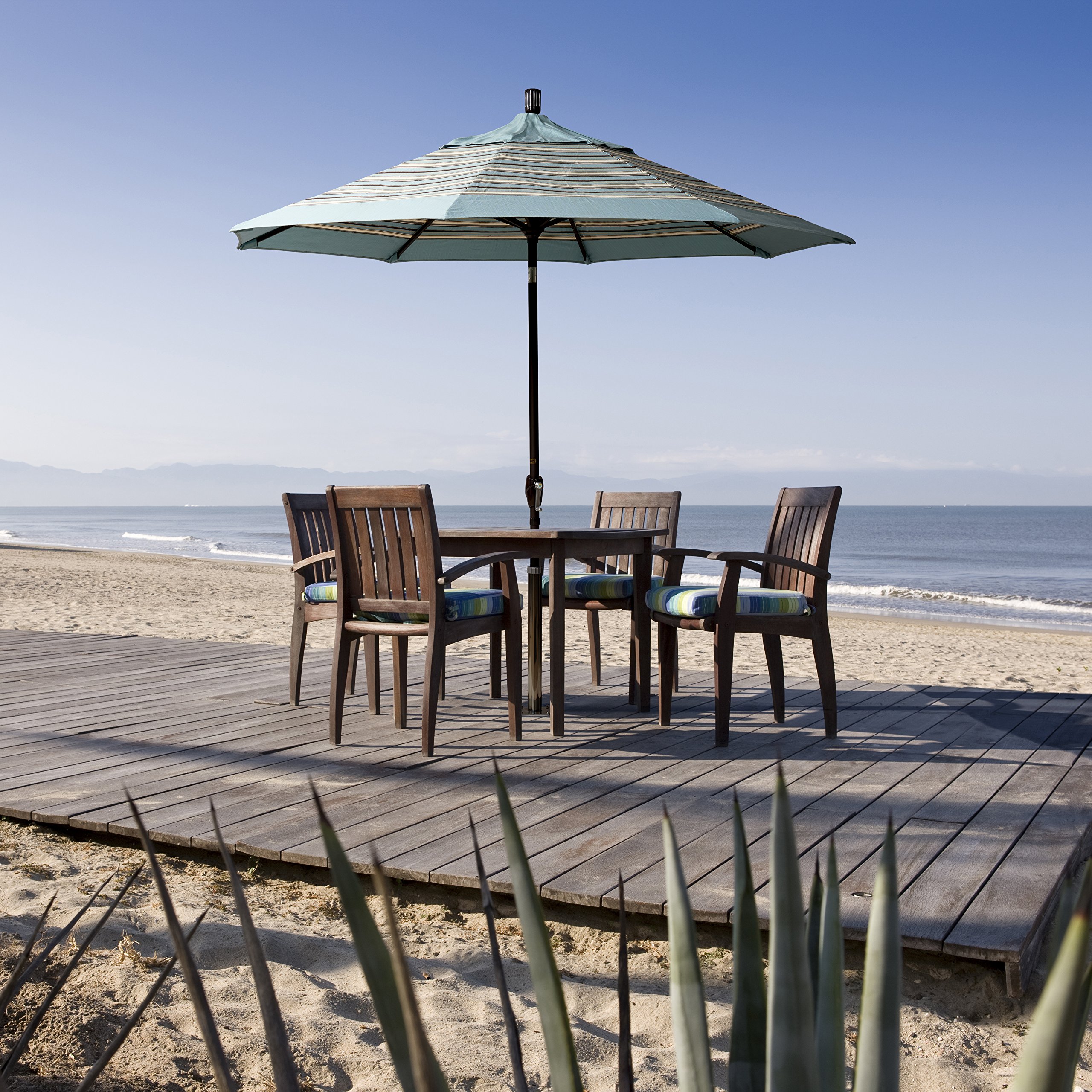 California Round Aluminum Patio Umbrella - 9ft Outdoor Market Umbrella for Garden, Poolside & Backyard - UV Protection & Rust-Resistant