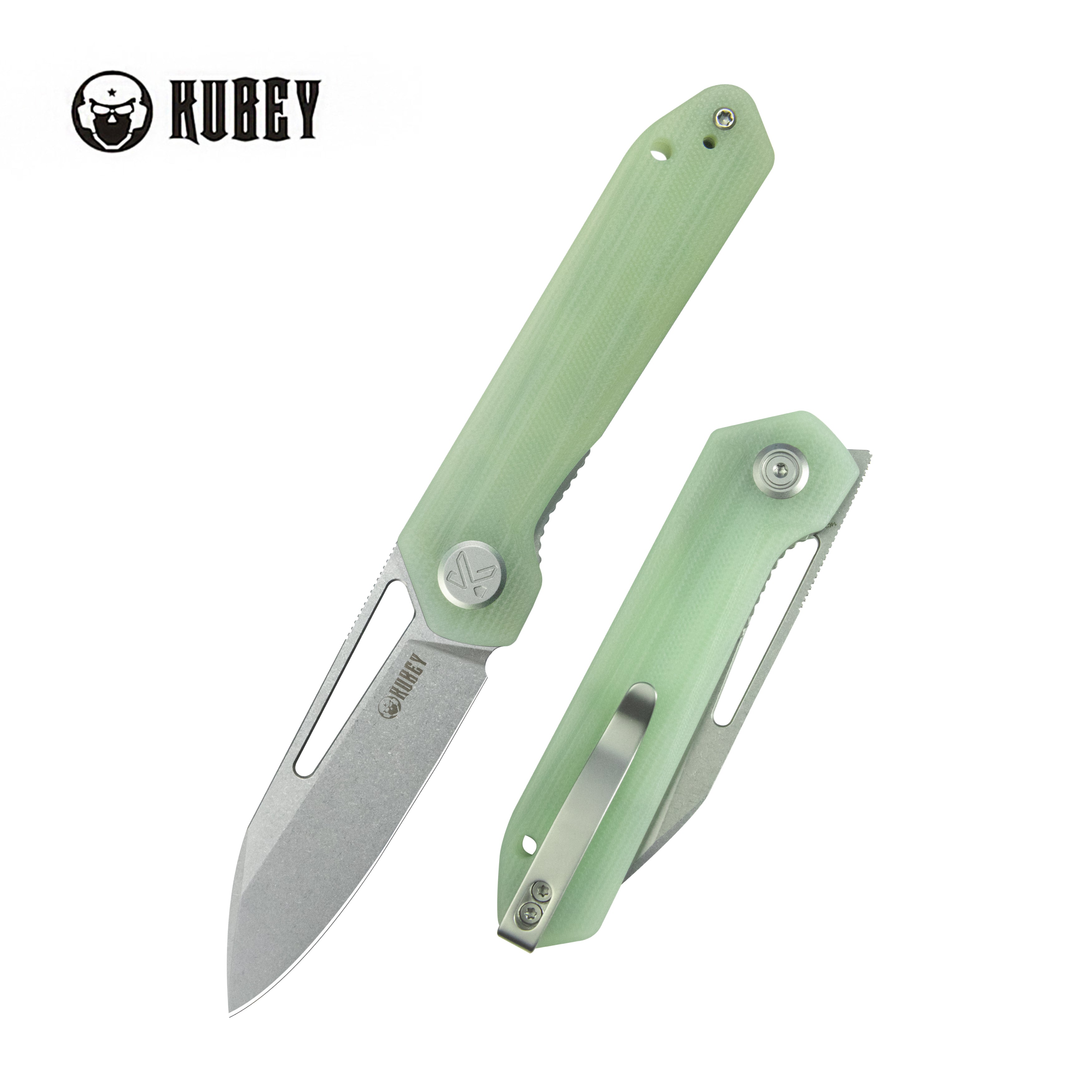 Kubey Royal CM EDC Pocket Knife - Jade G10 Handle, 2.99