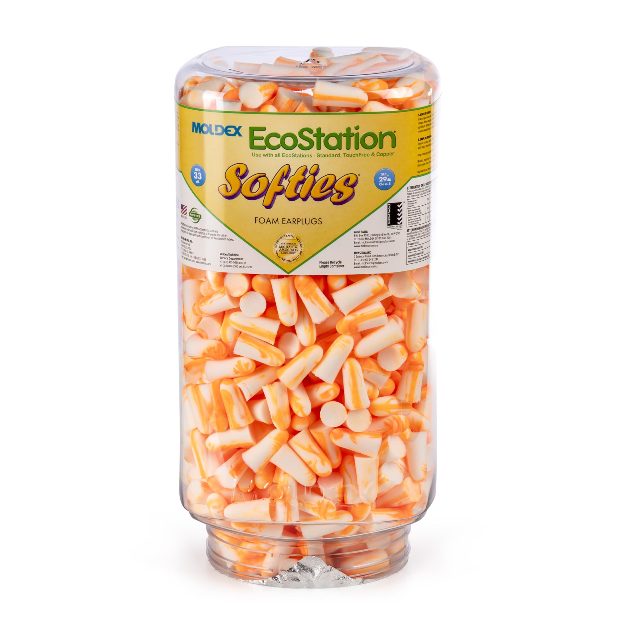 Moldex Softies® Ecostation® Disposable Foam Earplugs 6702 Refill Pack - 33dB NRR Noise Reduction for Work, Study & Travel